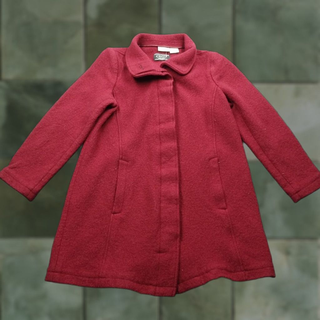 Vintage VINTAGE L.L. Bean Pea Coat Women Petite Large Wool Red 90s Classic Bellandi Boiled Wool Size L / US 10 / IT 46 - 1 Thumbnail