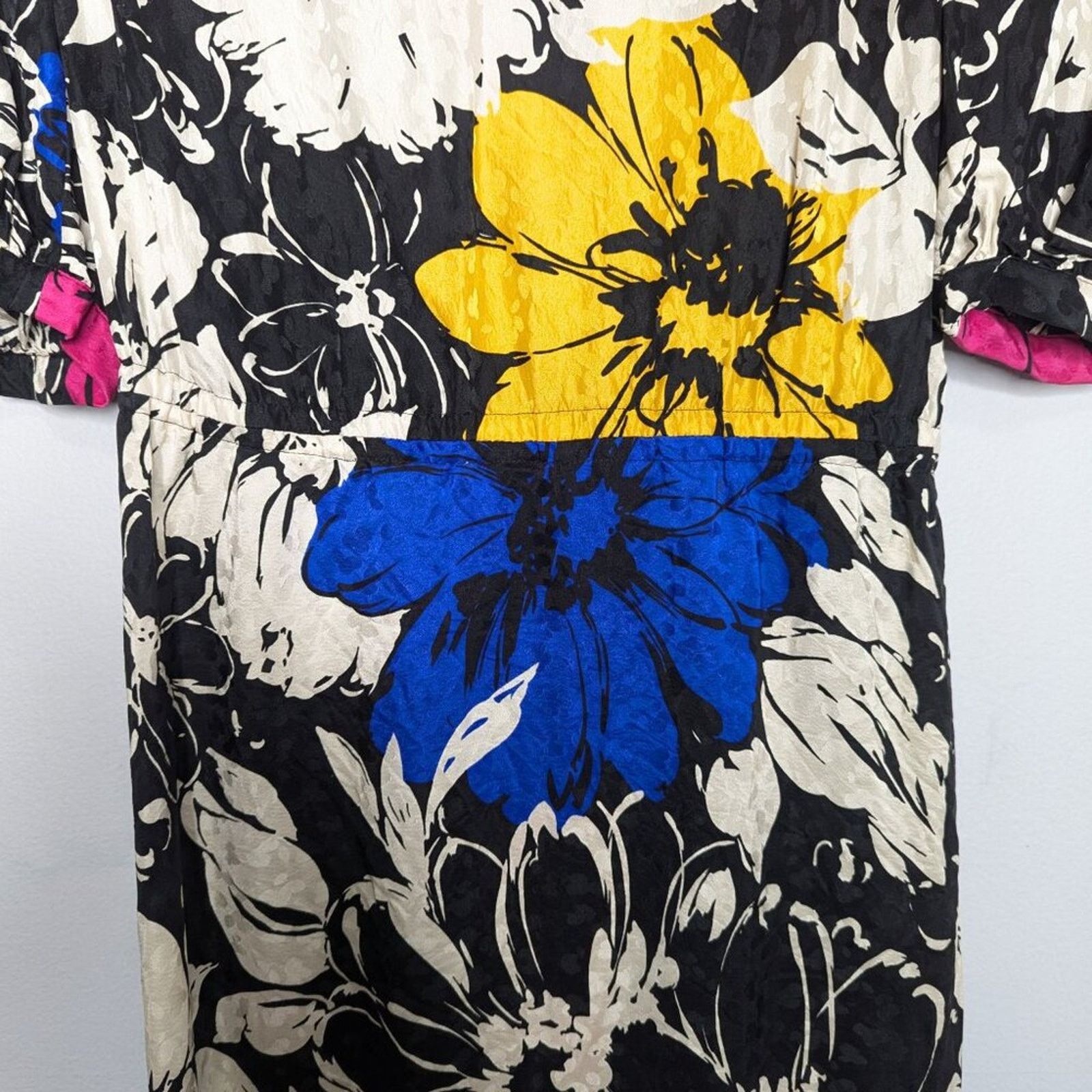 Vintage Vintage Jerri Sherman Bold Graphic Floral Print Silk Dress Size XS / US 0-2 / IT 36-38 - 4 Thumbnail