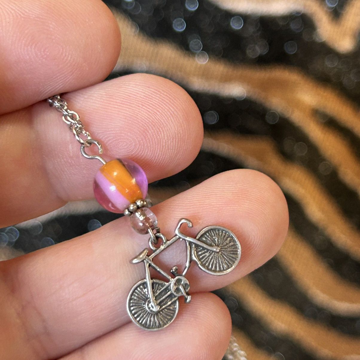 Handmade Handcrafted vintage beaded bicycle charm pendant necklace Size ONE SIZE - 6 Thumbnail