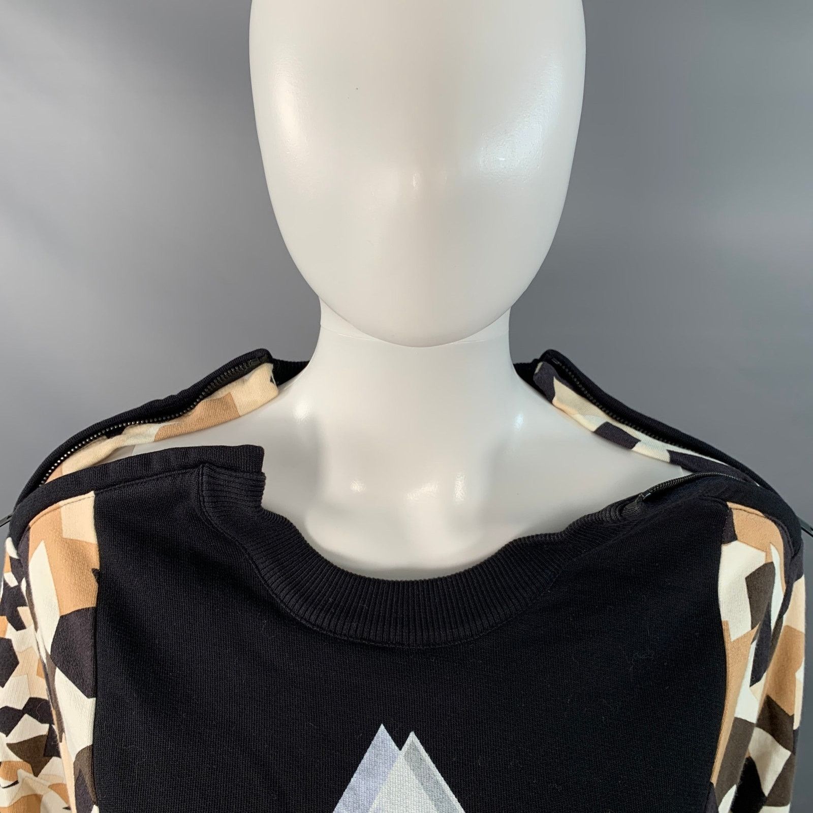 Givenchy S Black Brown Cream Cotton Geometric Crew Neck Pullover Size S / US 4 / IT 40 - 5 Thumbnail