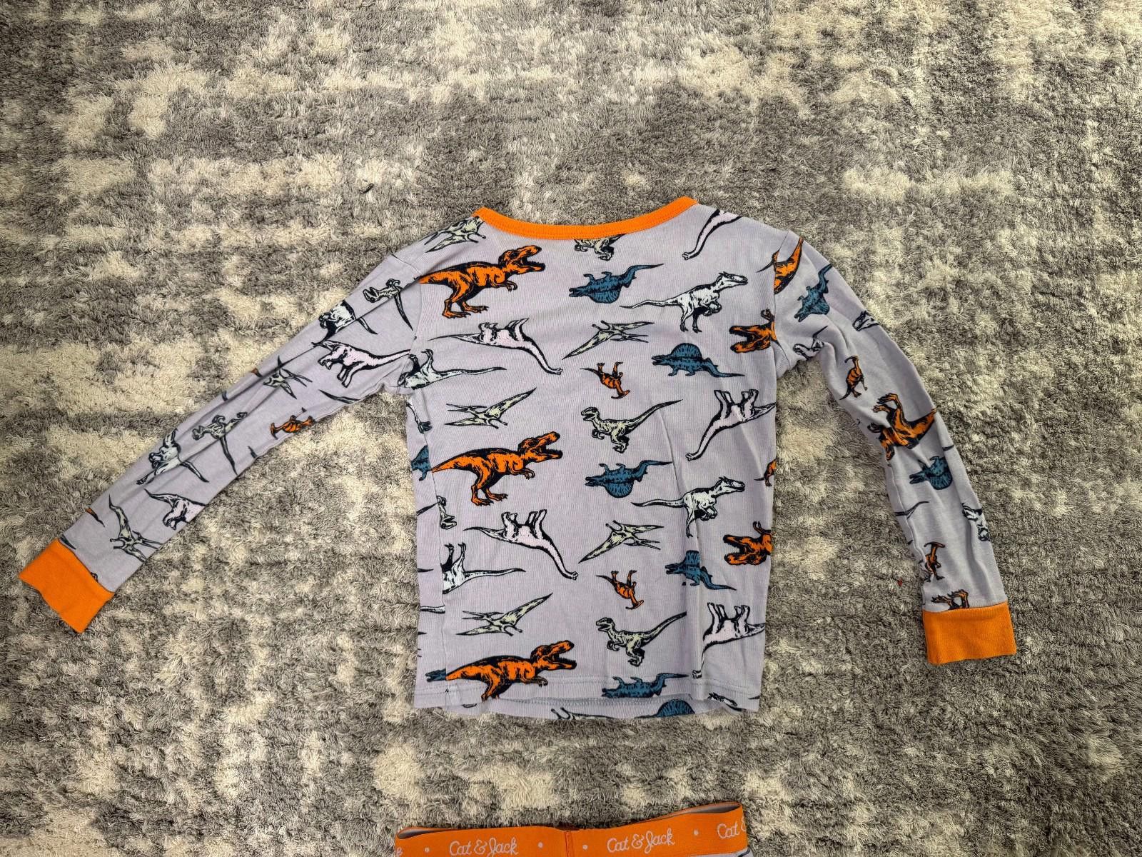 Other Cat & Jack Boys Pajama Set Sz 8 Dinosaur Gray & Orange 2pc Size ONE SIZE - 9 Thumbnail