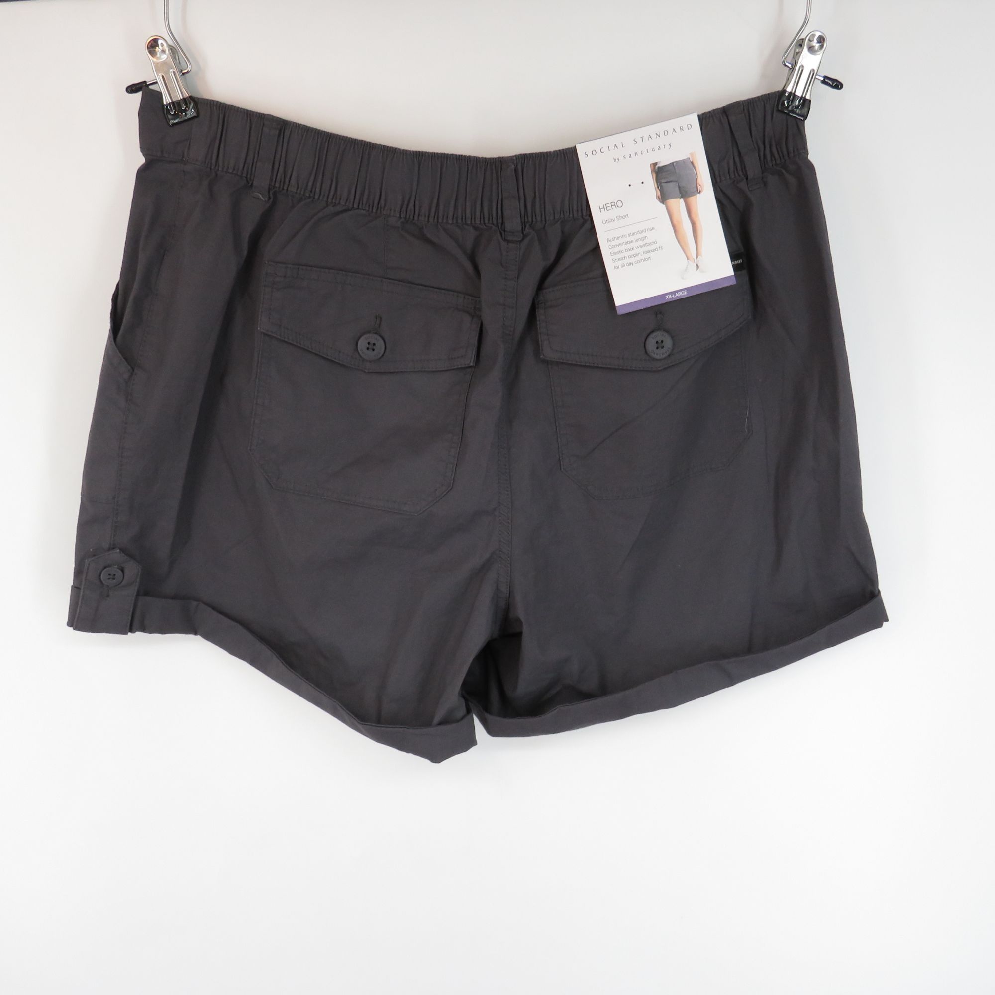 Sanctuary Social Standard Women's Washed Black Hero Utility Shorts XXL Size 35" - 1 Thumbnail