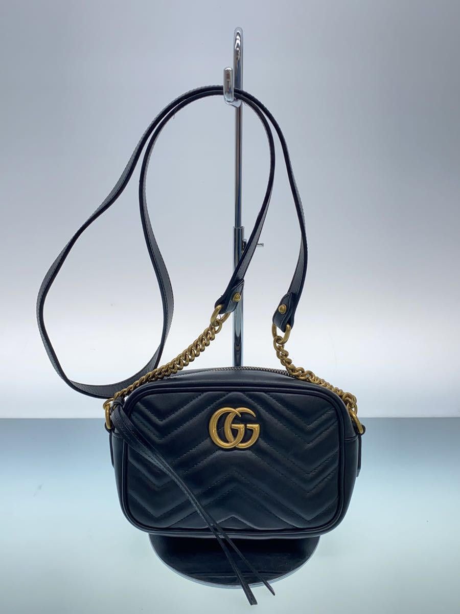 Gucci Shoulder Bag GG Marmont Leather Black