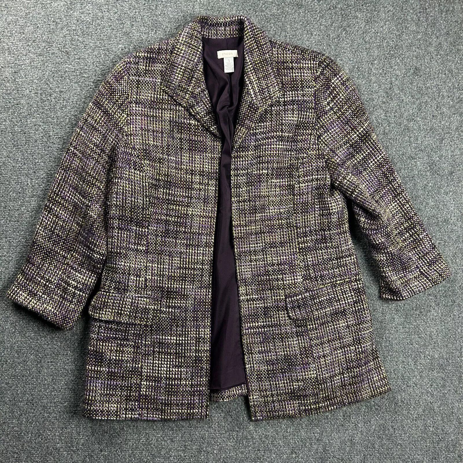 Chicos Chico's Blazer Womens 1 Knit Multicolor Open Front Metallic Size ONE SIZE - 1 Thumbnail