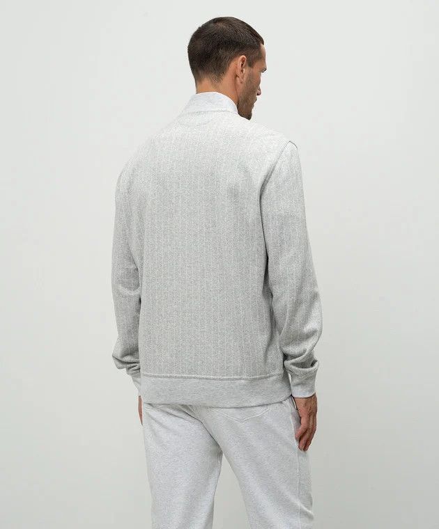Brunello Cucinelli o1w1db10326 Bomber Jacket in Grey Size US L / EU 52-54 / 3 - 3 Thumbnail