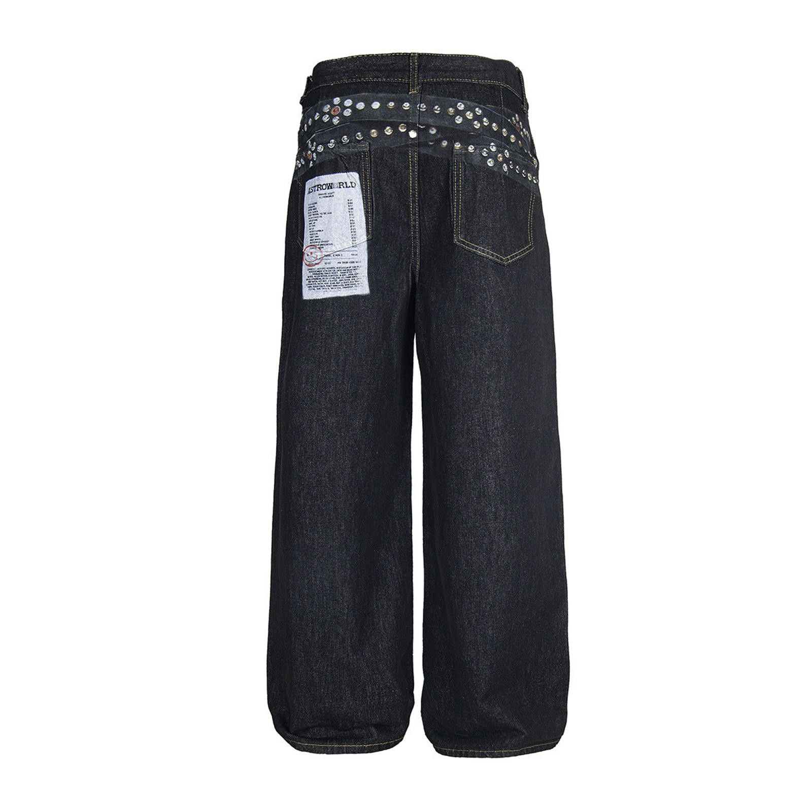Other Navy Blue Wide Leg Studded Denim Jeans Size US 32 / EU 48 - 2 Thumbnail