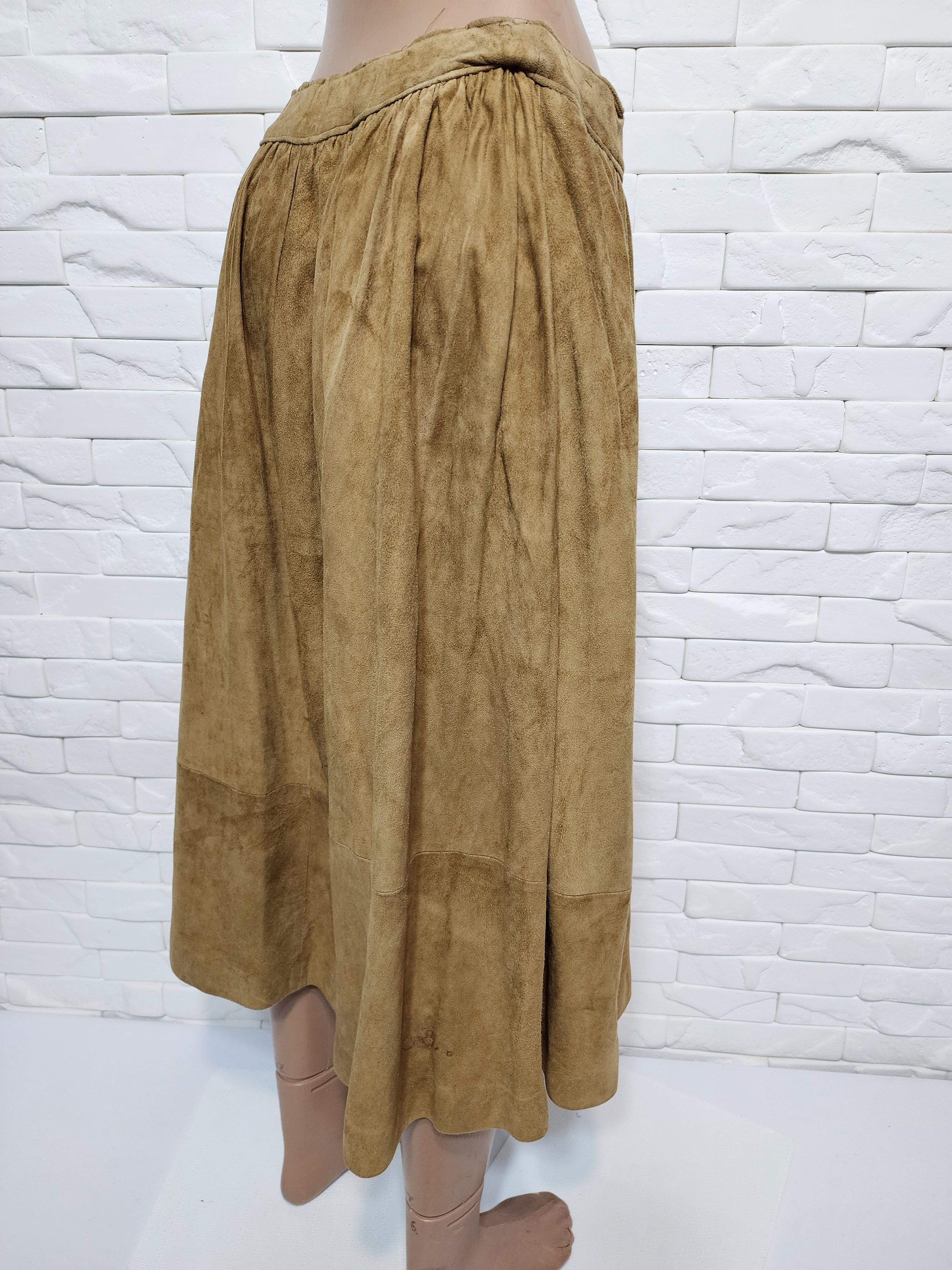 Genuine Leather Brown Suede Leather Skirt Size 30" / US 8 / IT 44 - 5 Thumbnail