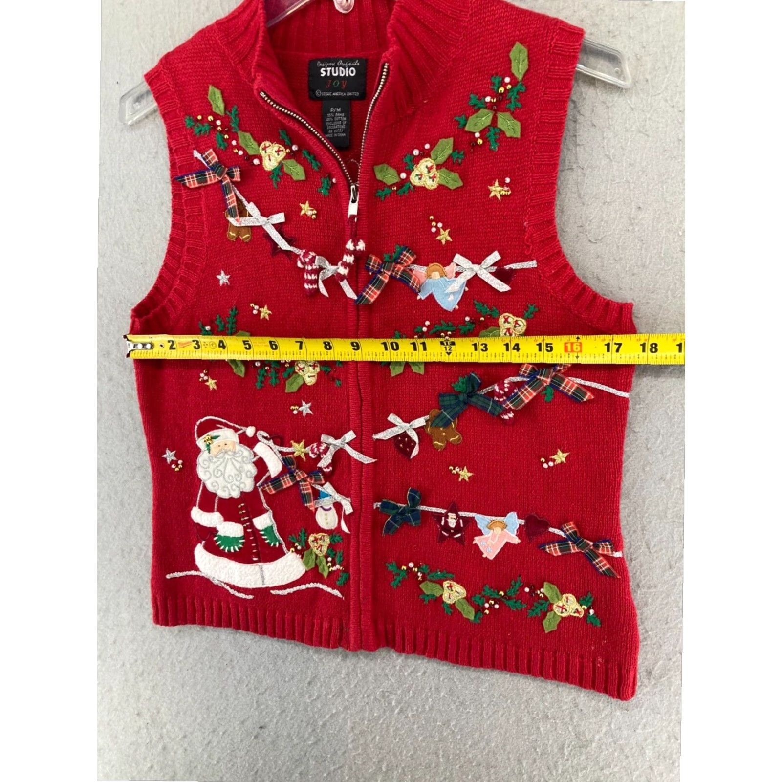 Vintage Christmas Santa Bows Designer Originals Studio Womens Vest Petite Medium Size M / US 6-8 / IT 42-44 - 2 Thumbnail
