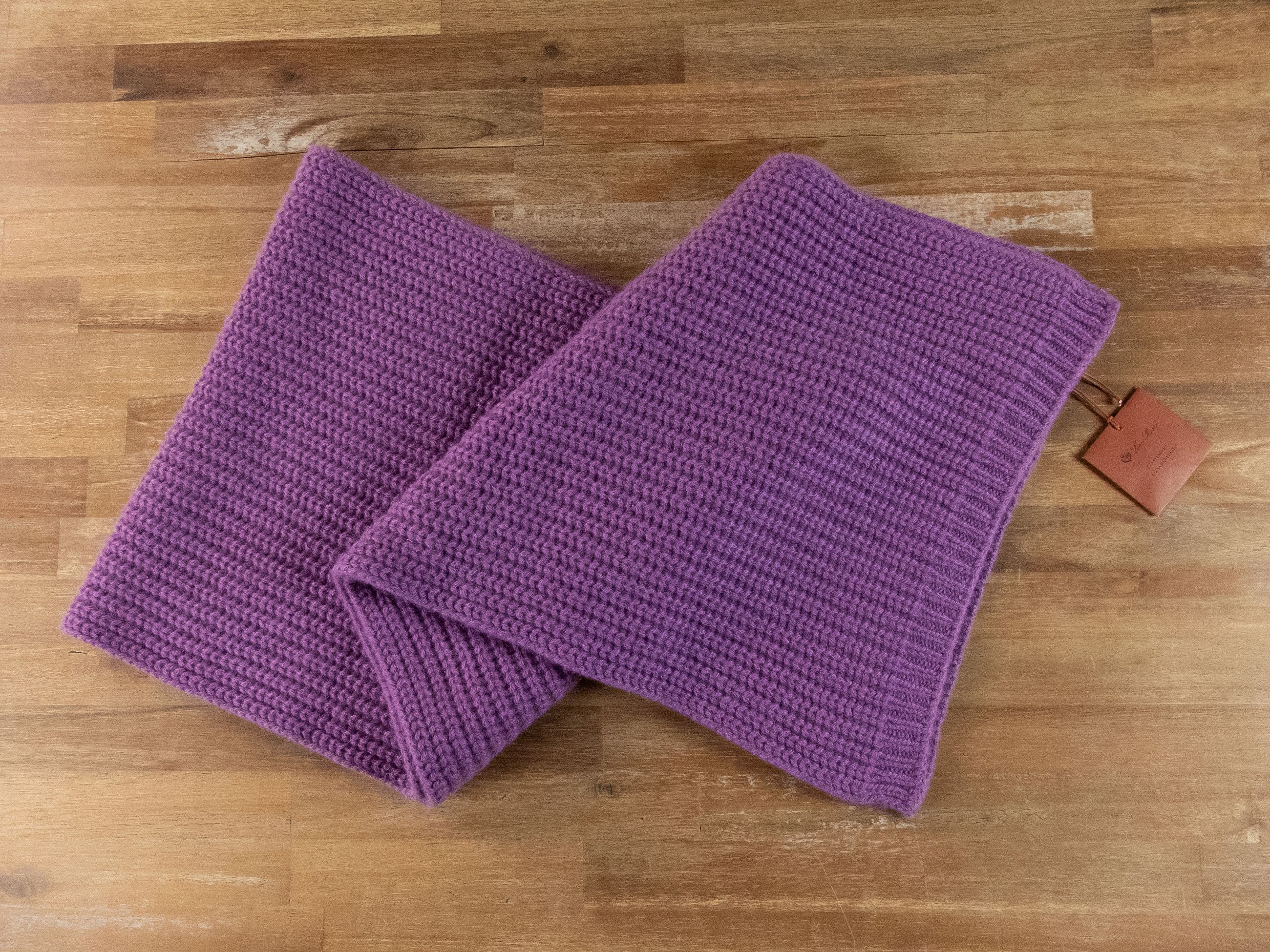 Loro Piana LORO PIANA Davenport lilac purple ribbed knit cashmere scarf Size ONE SIZE - 5 Thumbnail