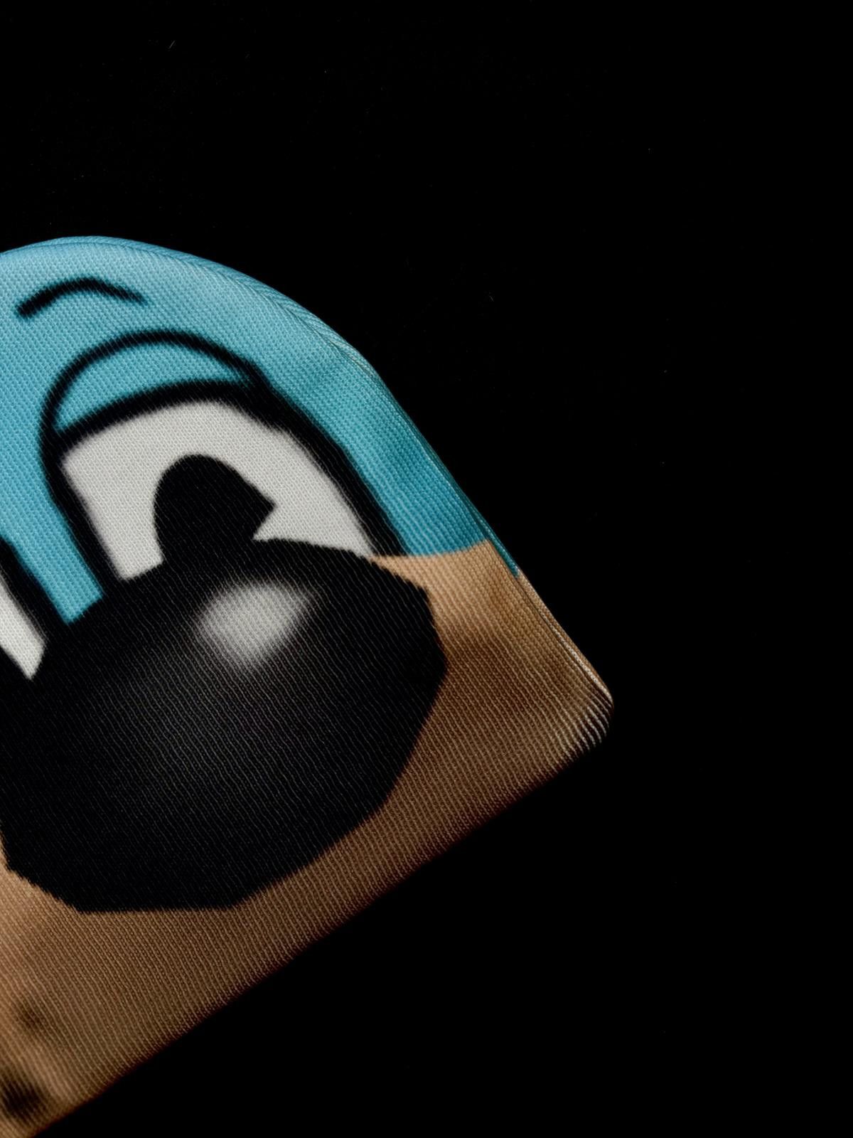 Japanese Brand Y2k Toontown Dogs Graphic No Cuff Knit Beanie Hat Blue OS Size ONE SIZE - 3 Thumbnail