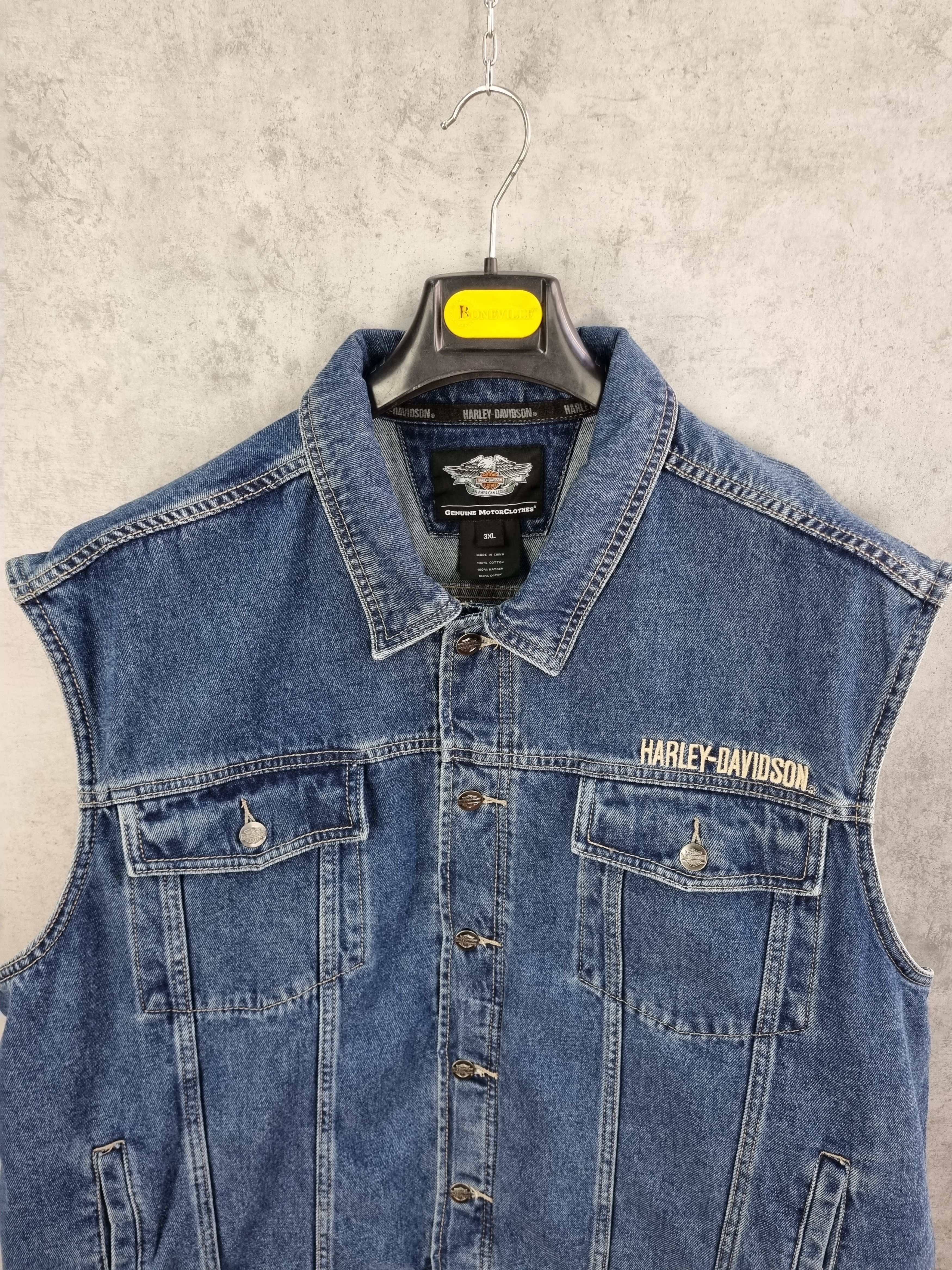 Harley Davidson × Vintage Harley Davidson Big Size Big Logo Denim Vest Size US XXL / EU 58 / 5 - 7 Thumbnail
