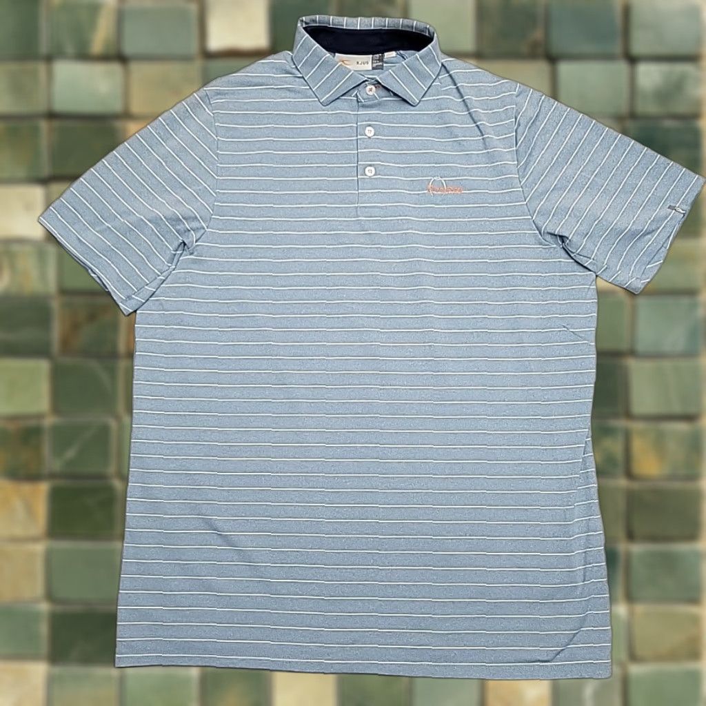 KJUS VINTAGE KJUS Polo Shirt Mens LT Blue Striped Performance Stretch UPF 50 Golf Outdoors Shirt Size US L / EU 52-54 / 3 - 1 Thumbnail