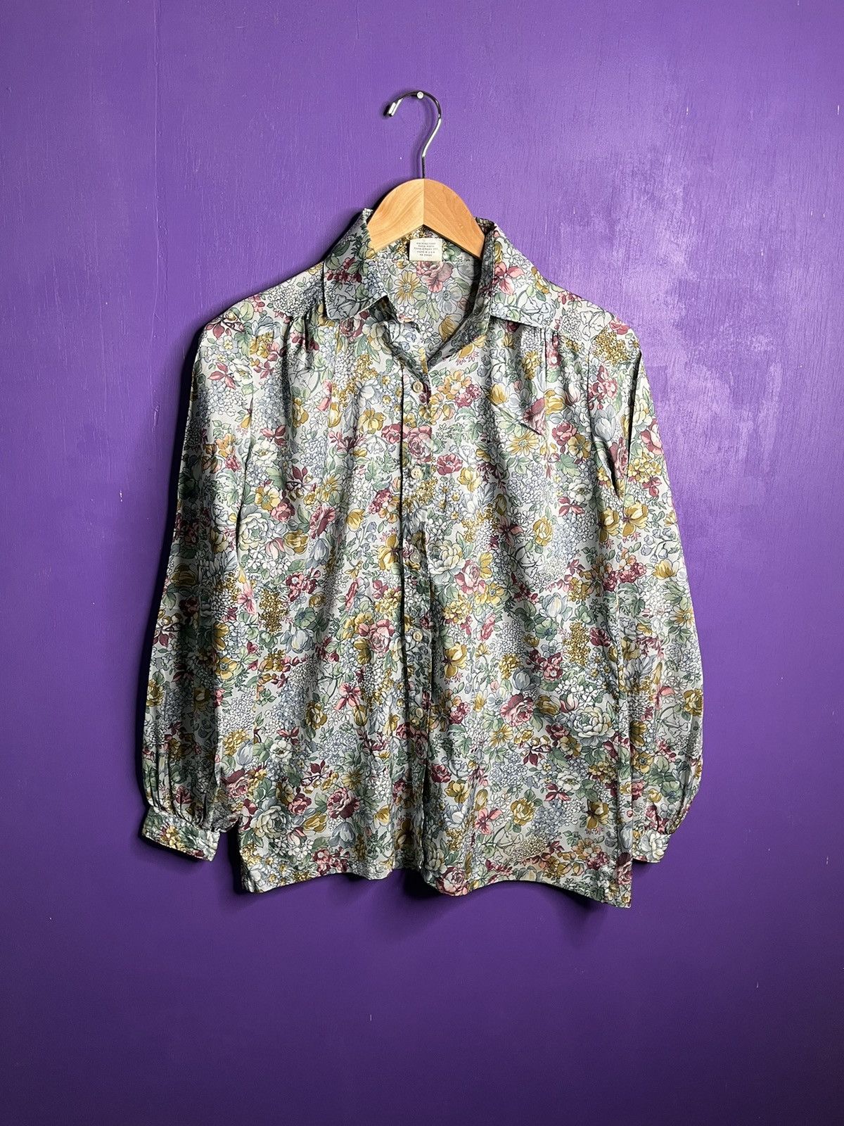 Vintage Vintage 70s Odyssey teal Floral button up shirt Size US M / EU 48-50 / 2 - 1 Thumbnail