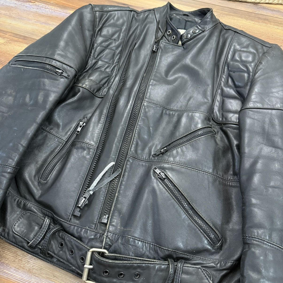 Wilsons Leather Vintage Wilson’s Black Leather Motorcycle Zipper Jacket Size US M / EU 48-50 / 2 - 2 Thumbnail