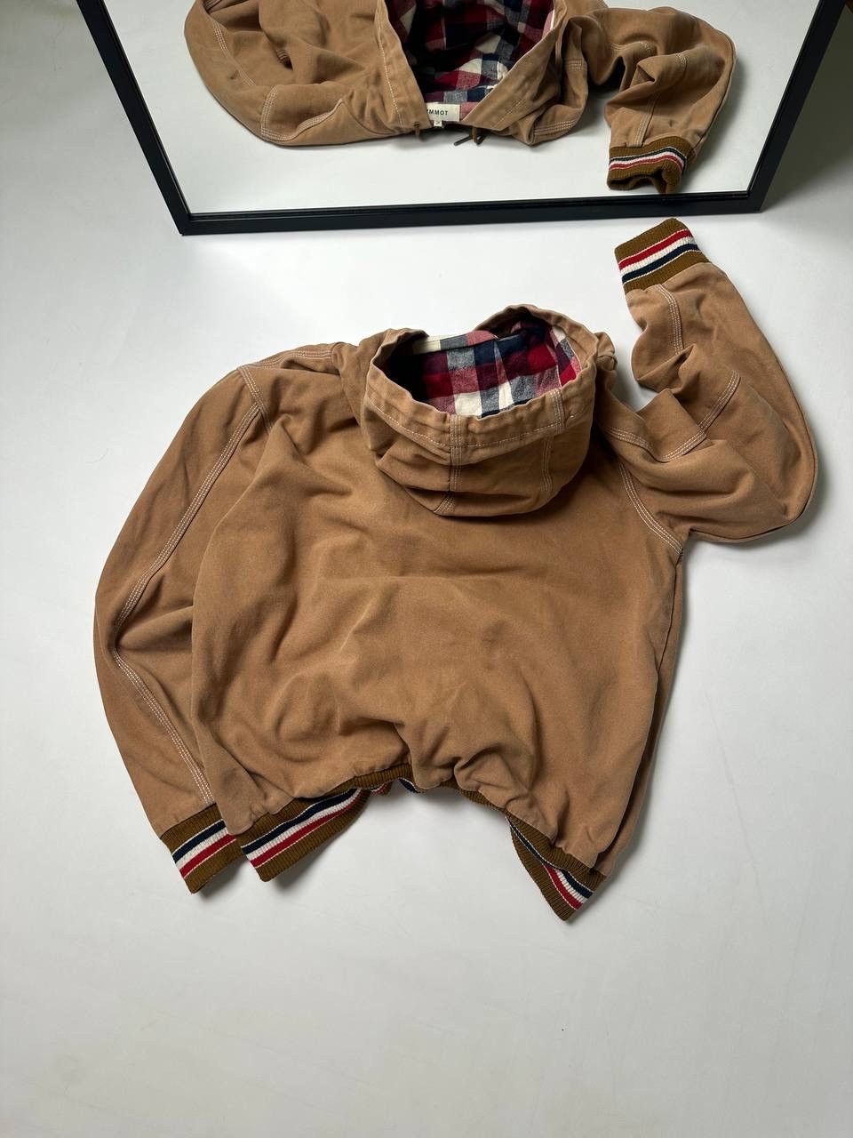 Tommy Hilfiger Vintage Tommy USA Hooded Denim Jacket Japan Vibes Camel Size US L / EU 52-54 / 3 - 9 Thumbnail