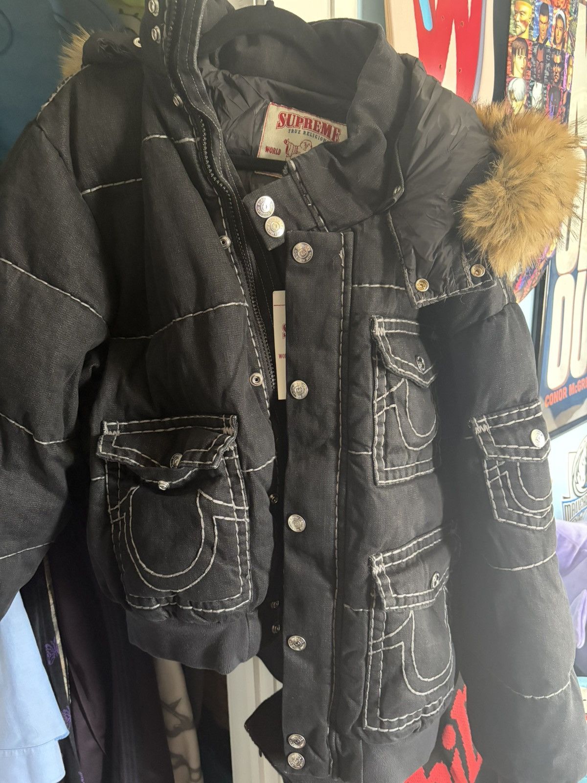 Supreme × True Religion Supreme x True Religion Black Puffer Jacket Size US XL / EU 56 / 4 - 3 Thumbnail