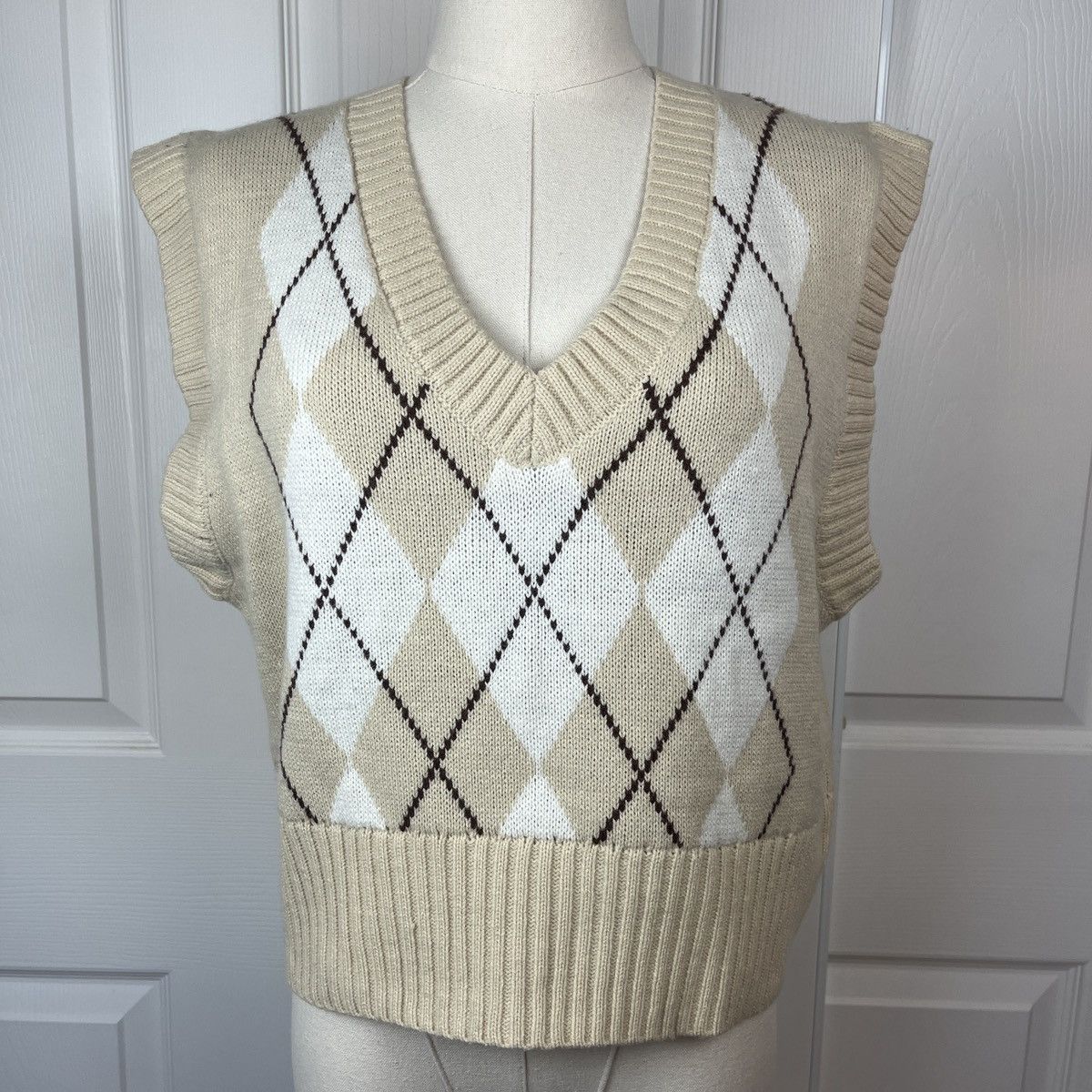 Other Love Tree brown argyle preppy sweater vest Size L / US 10 / IT 46 - 1 Thumbnail
