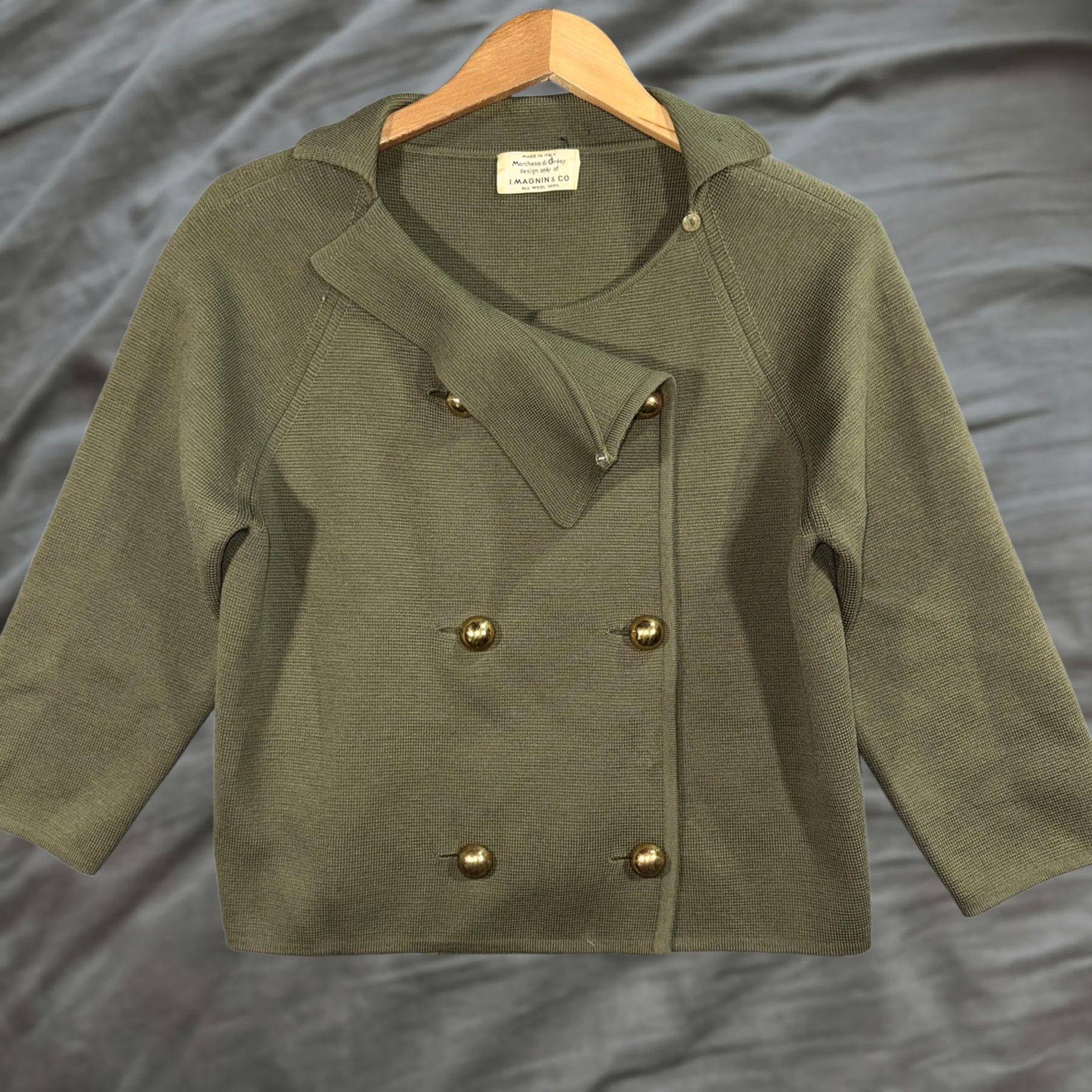 I. Magnin VINTAGE I. Magnin & Co Cardigan Sweater Womens M Green 3/4 Sleeve Italy Buttons Raglan Knit Wool Classic Size M / US 6-8 / IT 42-44 - 1 Thumbnail