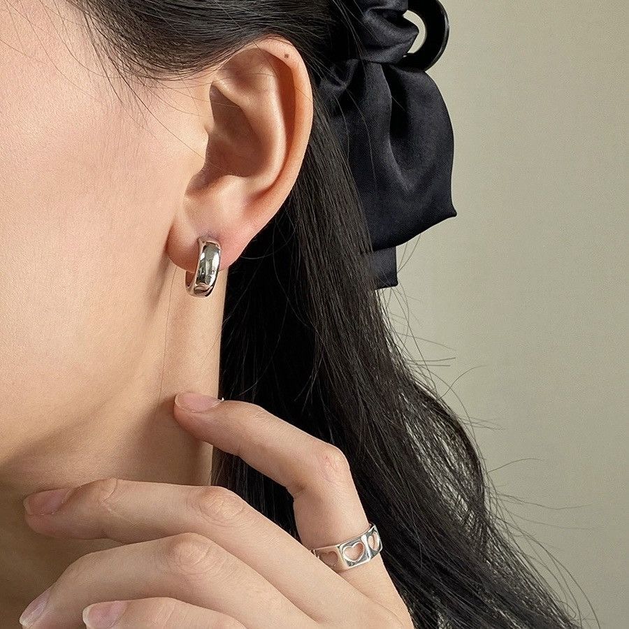 Other Classic Polished C Shape Stud Earrings for Women Size ONE SIZE - 5 Thumbnail