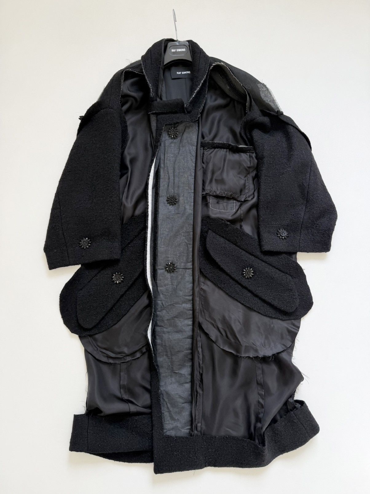 Raf Simons S/S 19 Black ‘Big Lining Coat With Wool Sleeves’ Size US M / EU 48-50 / 2 - 16 Thumbnail