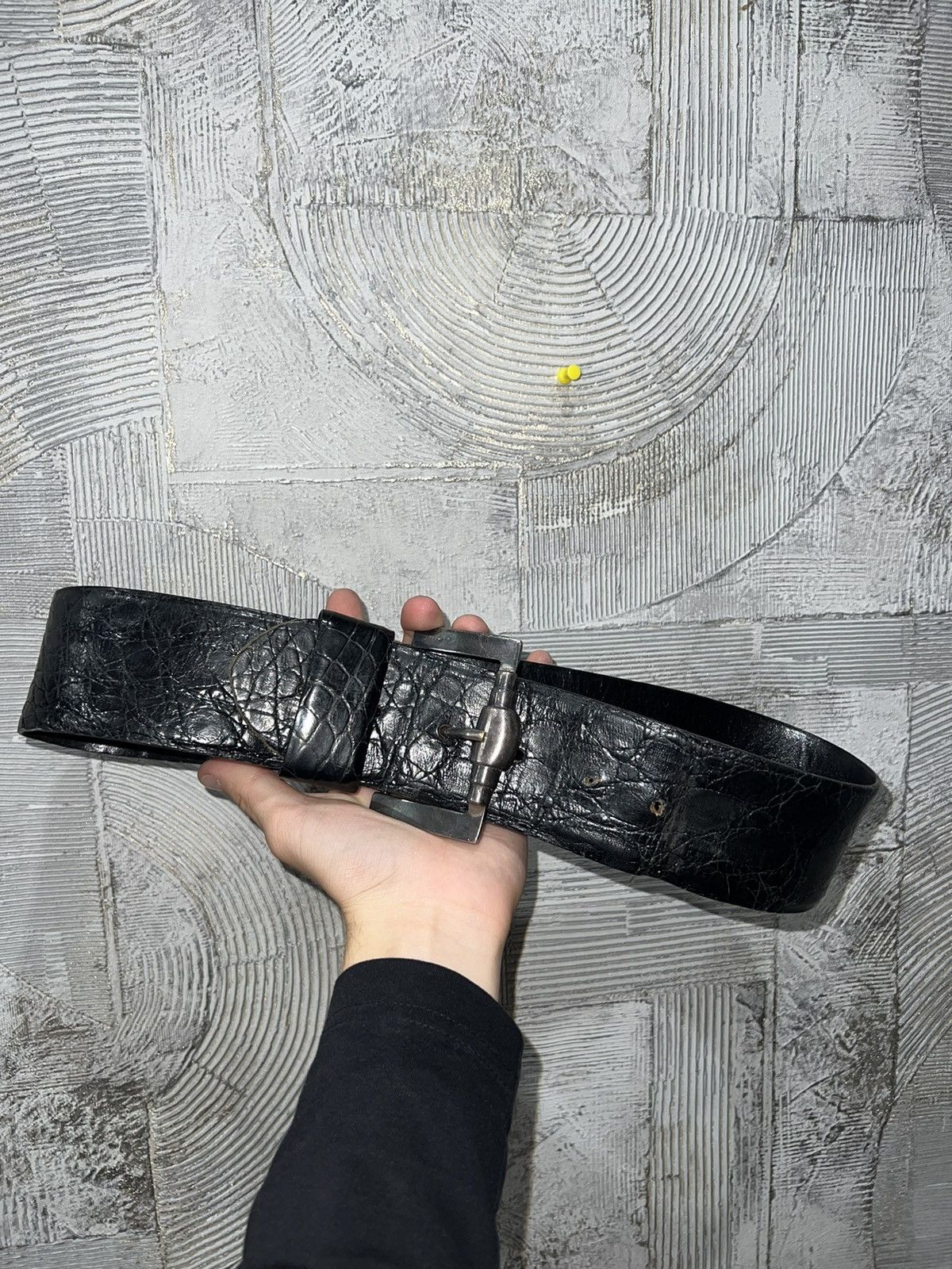 Jil Sander × Vintage Vintage Jil Sander + black leather silver snap buckle 90cm Size ONE SIZE - 1 Thumbnail