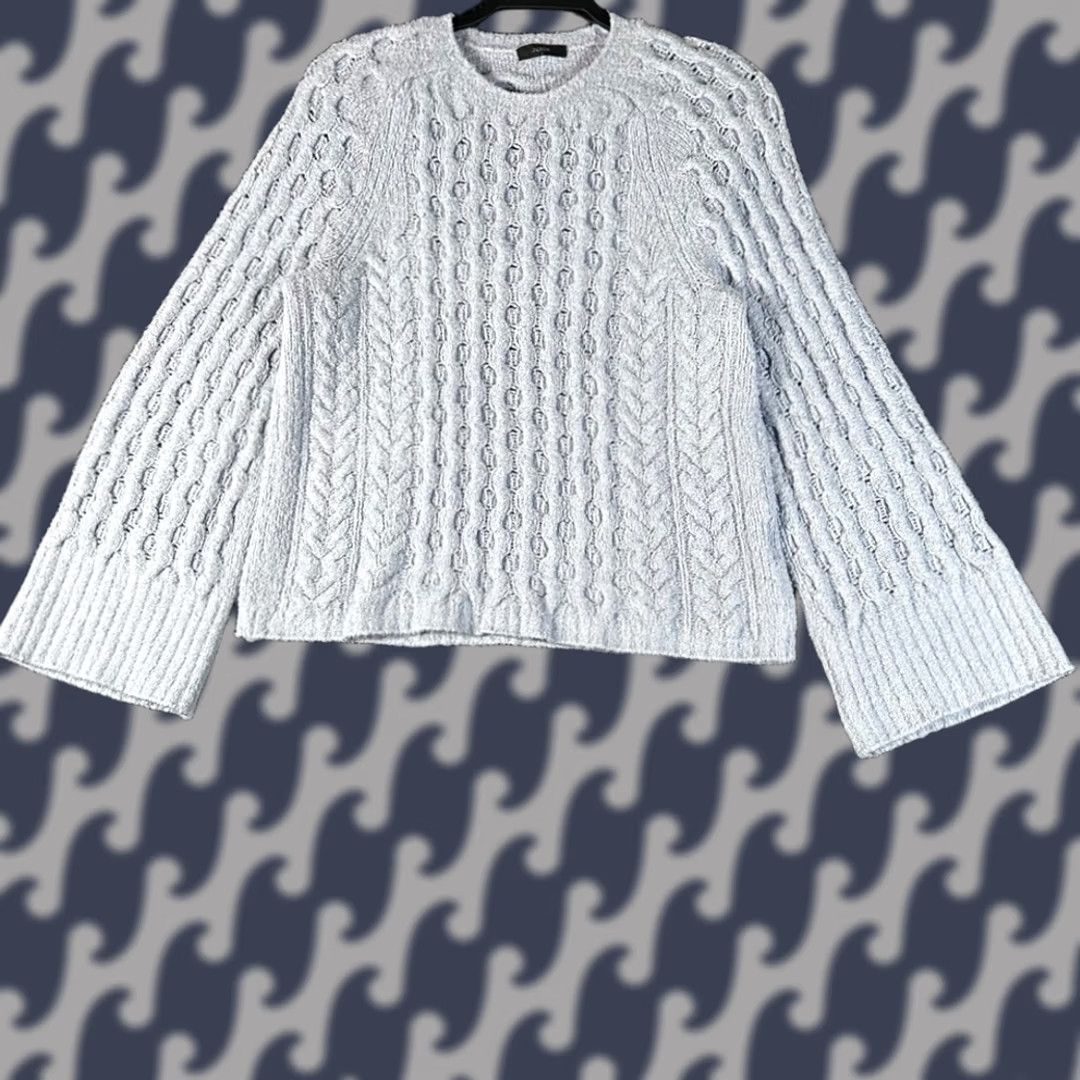 J.Crew J.Crew Womens Cable-Knit Crewneck Sweater Pullover Cotton Blend Blue Modern Knit Medium M Size M / US 6-8 / IT 42-44 - 1 Thumbnail