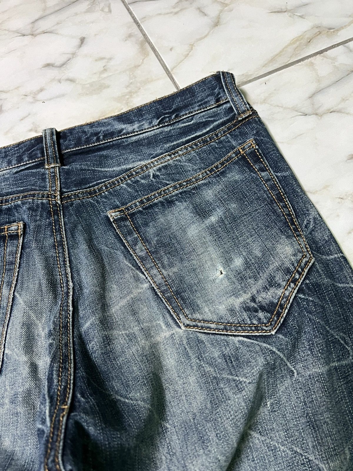 14th Addiction × If Six Was Nine × Japanese Brand 💥Baggy💥Vintage Guitar Pick Washed Distress Clawmark Jean Size US 33 - 14 Thumbnail