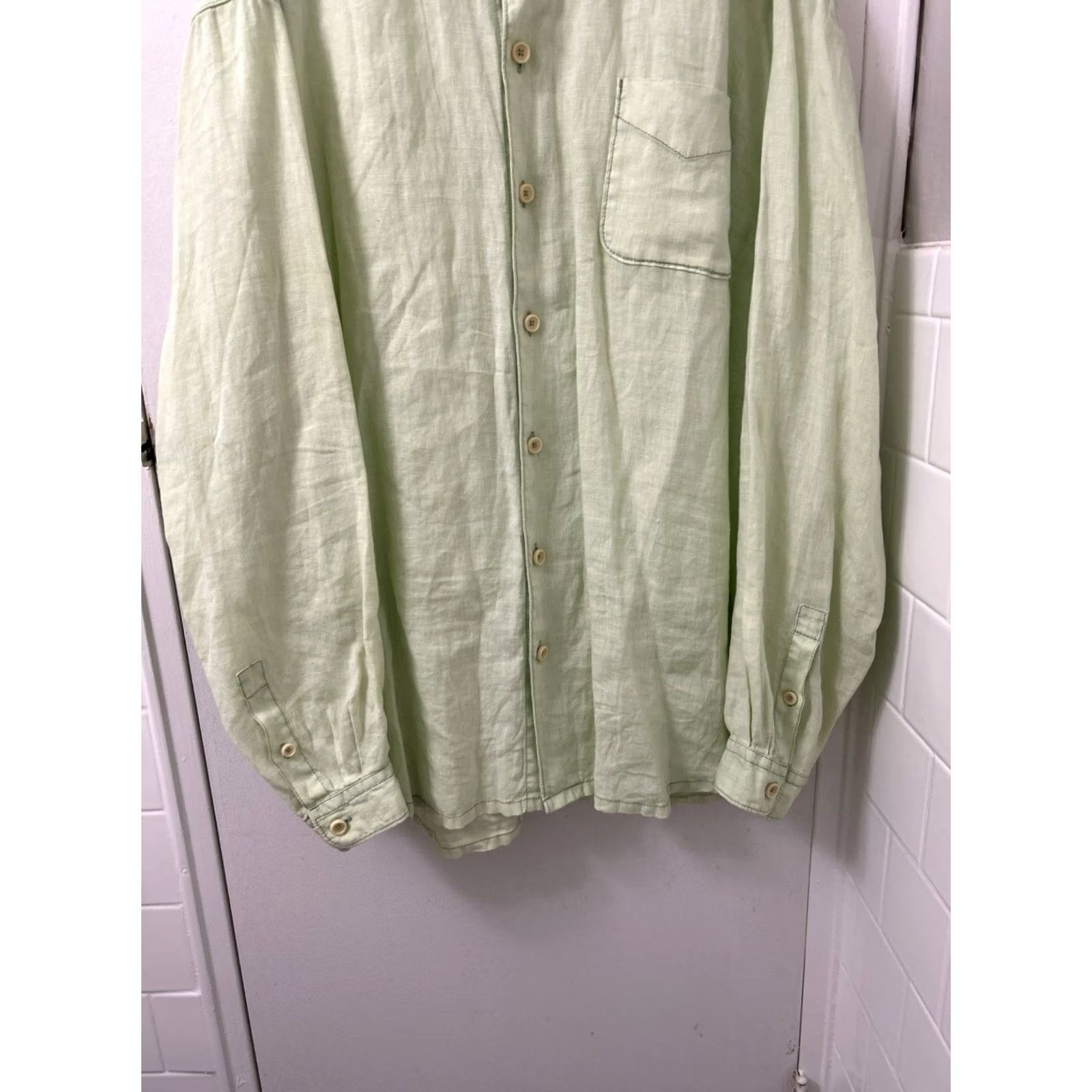 Tommy Bahama Tommy Bahama Shirt Mens 2XL Green 100% Linen Button-Up Long Sleeve Collared Relaxed Size US XXL / EU 58 / 5 - 4 Thumbnail