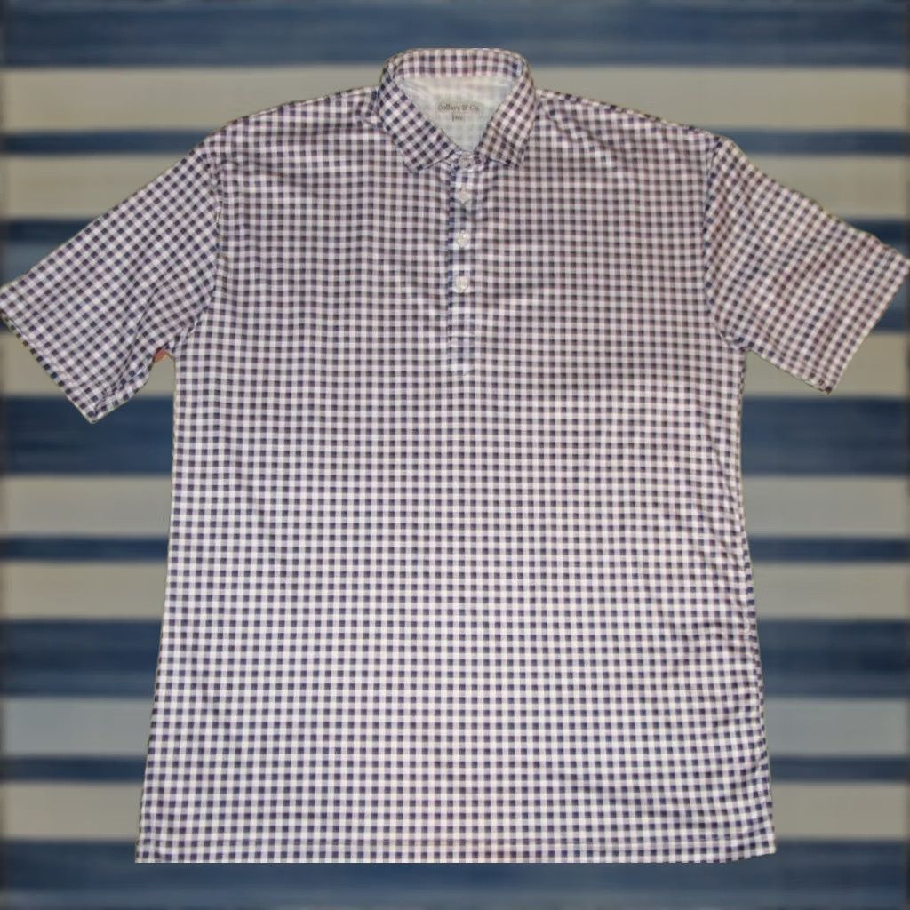 CO COLLARS & CO Blue White Gingham Short Sleeve Polo Shirt XXL Mens Size US XXL / EU 58 / 5 - 1 Thumbnail