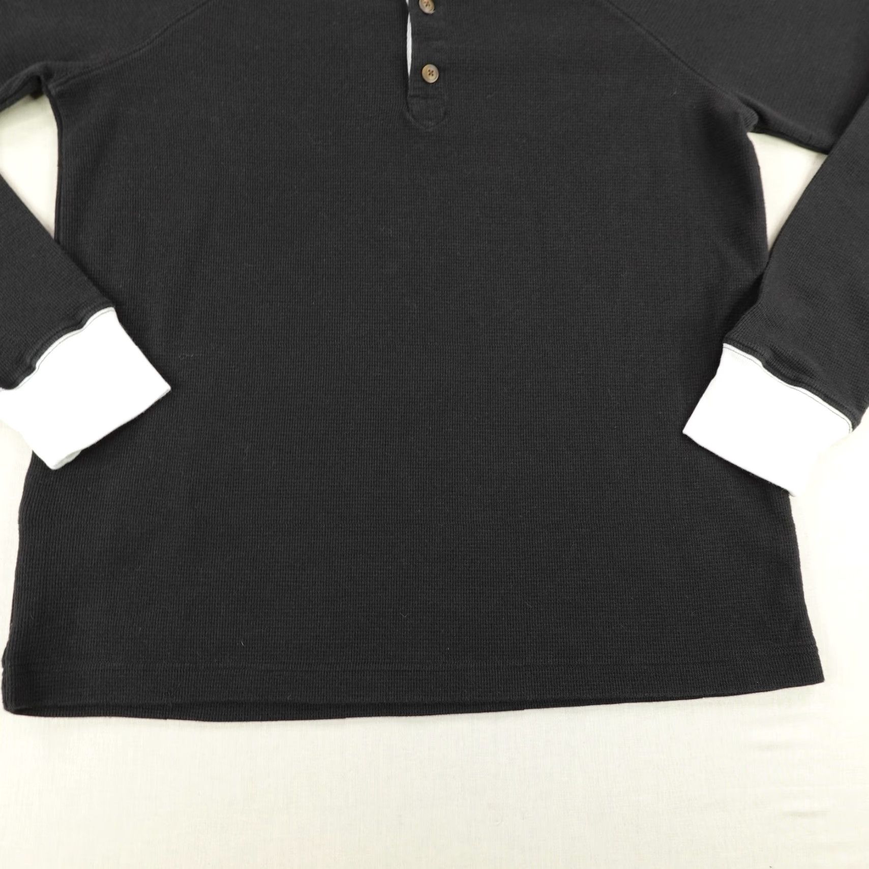 Vintage California Cowboy Men's Thermal Henley Shirt Large Black Waffle Knit Casual Long Sleeve Size US L / EU 52-54 / 3 - 3 Thumbnail