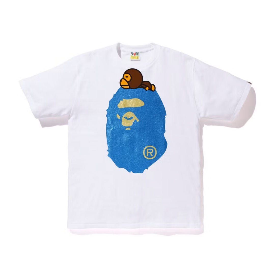 Bape Glitter Milo on Big Ape Head Tee White/Blue Size US XL / EU 56 / 4 - 1 Preview