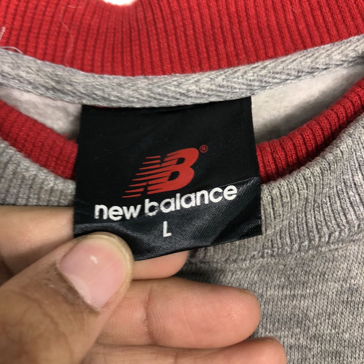 Japanese Brand 📌Vintage Sweatshirt Rich Grey New Balance Big Logo Size US L / EU 52-54 / 3 - 14 Thumbnail
