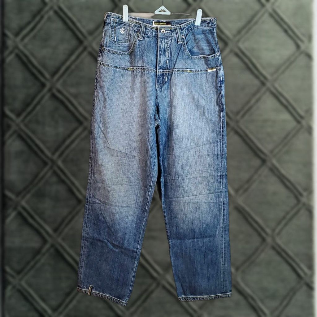 Rocawear VINTAGE Rocawear Hip Hop Jeans - Denim Wide-Leg Baggy 32 x 33 Blue Dark Wash Mens Size US 32 / EU 48 - 1 Thumbnail