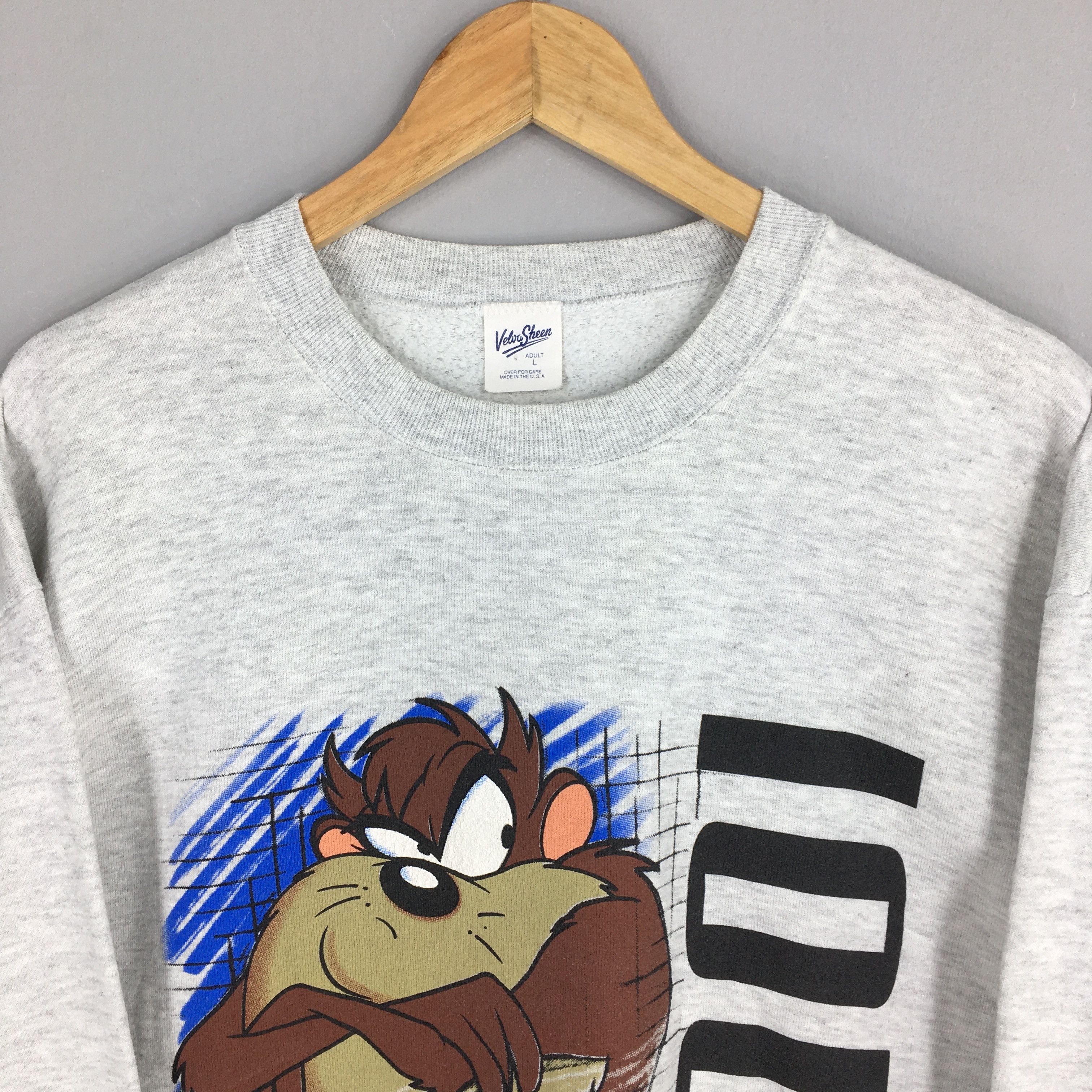 Velva Sheen Vintage 90s Taz-Mania Iowa Gray Sweatshirt Large Size US L / EU 52-54 / 3 - 2 Thumbnail