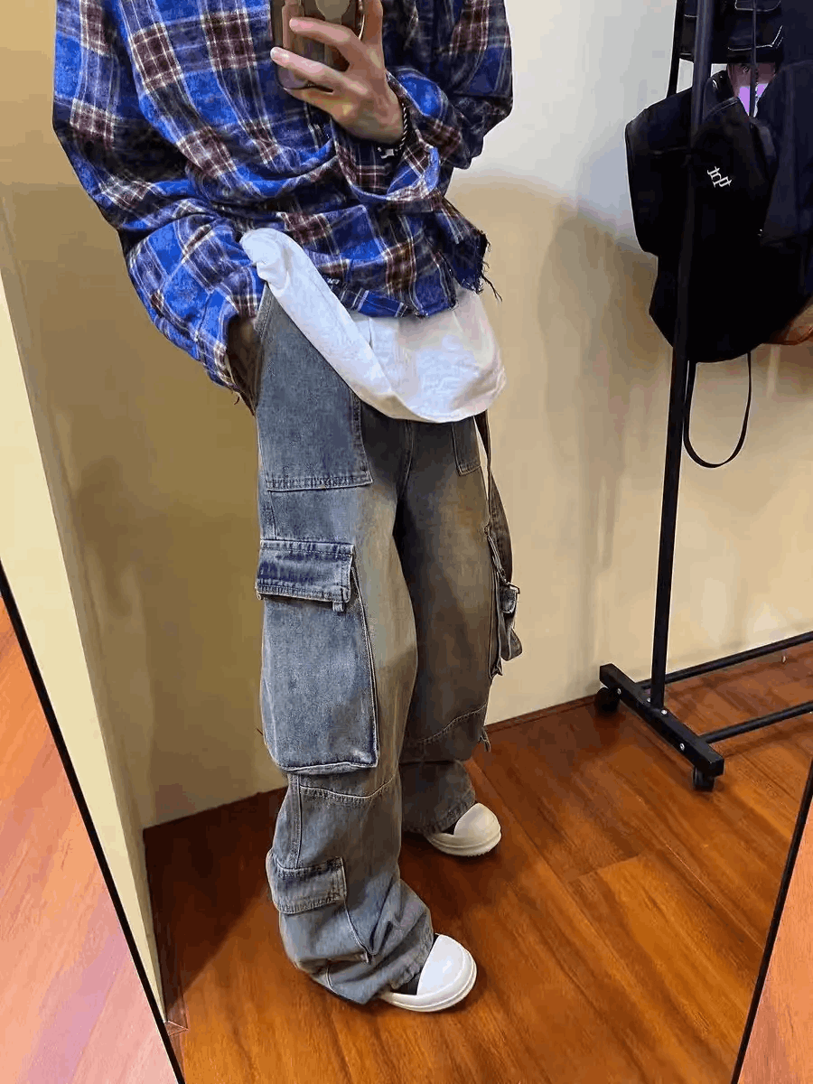 Japanese Brand × Jean Washed vintage baggy wide leg jeans Size US 32 / EU 48 - 5 Thumbnail