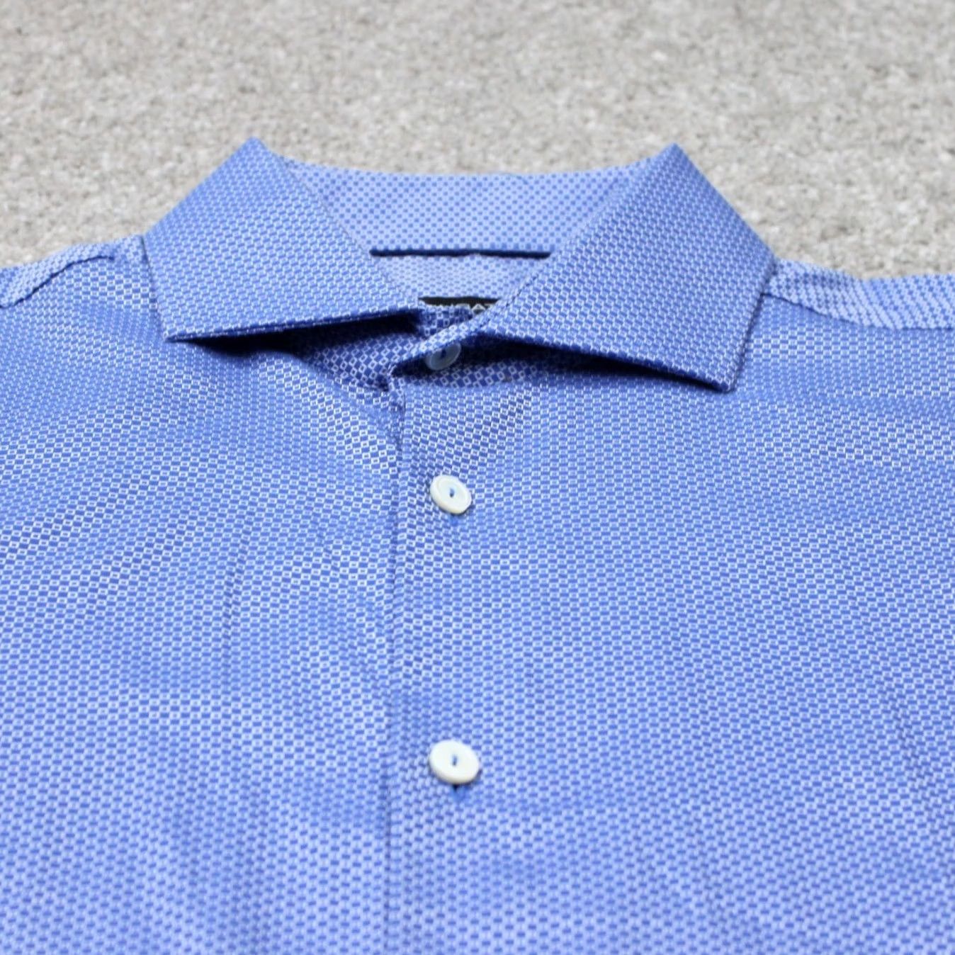 BUGATCHI Bugatchi Uomo Shirt Mens 15 1/2, 34/35 Blue Geometric Shaped Fit Cotton Long Sleeve Shirt Mens Size US L / EU 52-54 / 3 - 5 Thumbnail