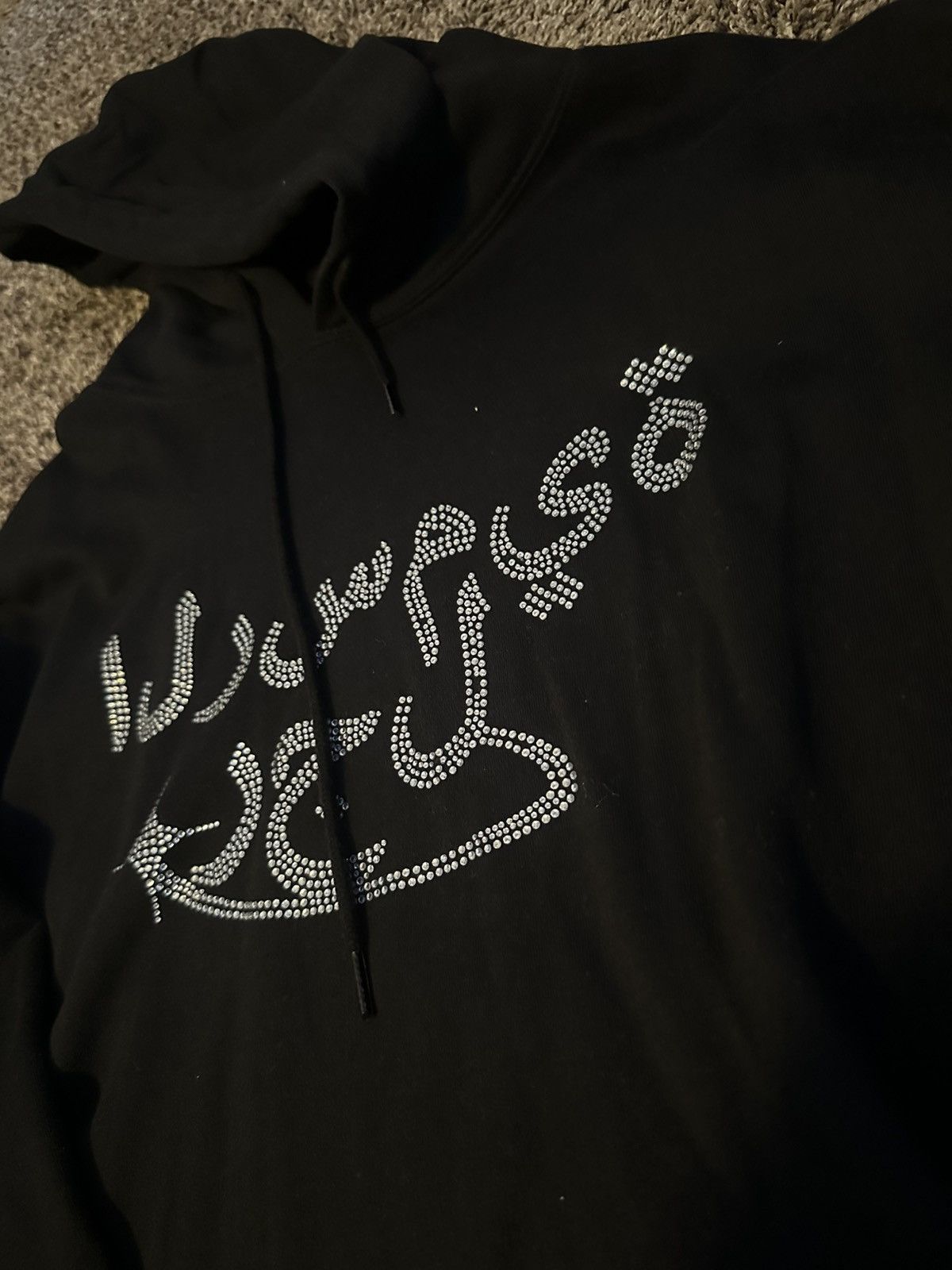 Boohoo BoohooMAN black Rhinestone Pullover Hoodie Size M Oversized Size US M / EU 48-50 / 2 - 2 Thumbnail