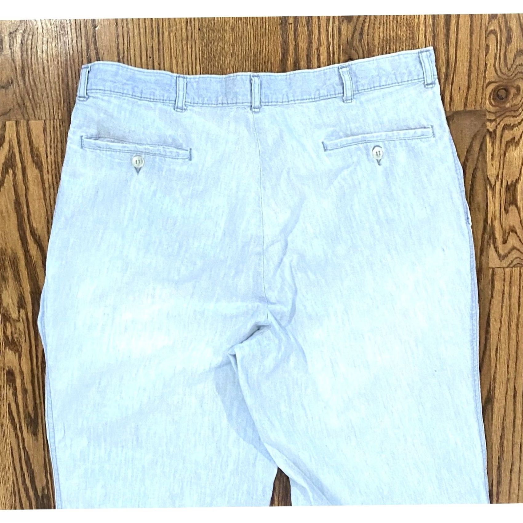 Eddie Bauer VINTAGE Eddie Bauer Denim Jeans Chinos Pleated Front 34x27.5 Mens Blue Cotton Pants Jeans Chinos 90s Mens Size US 34 / EU 50 - 5 Thumbnail