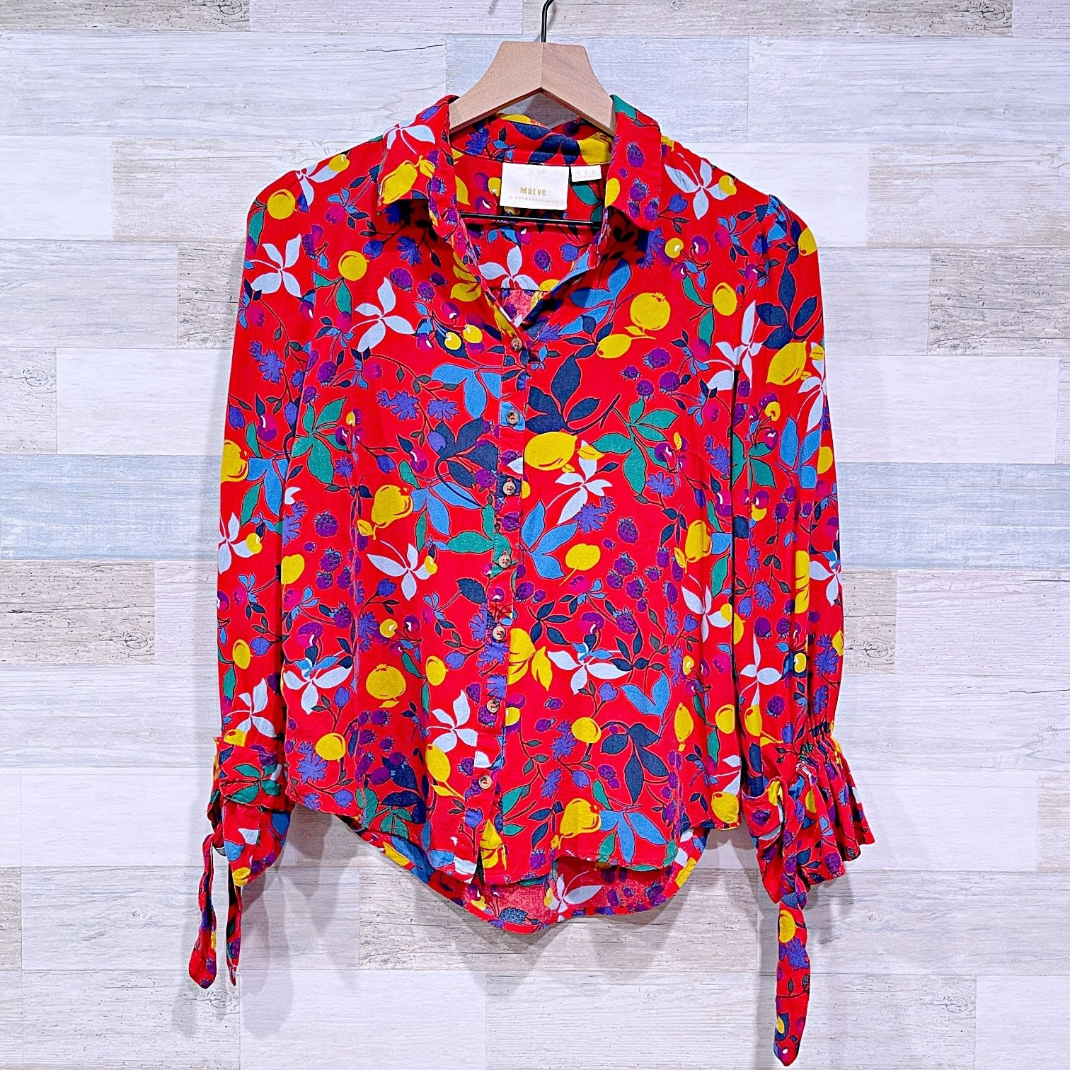 Anthropologie Anthropologie MAEVE Blithe Button Down Shirt Red Womens 4 Size S / US 4 / IT 40 - 1 Thumbnail