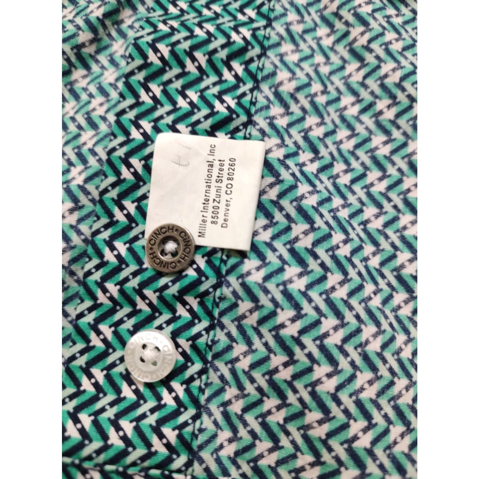 Vintage Cinch Western Button Up Shirt Mens 2XL Green Geometric Long Sleeve Shirt Size US XXL / EU 58 / 5 - 4 Thumbnail