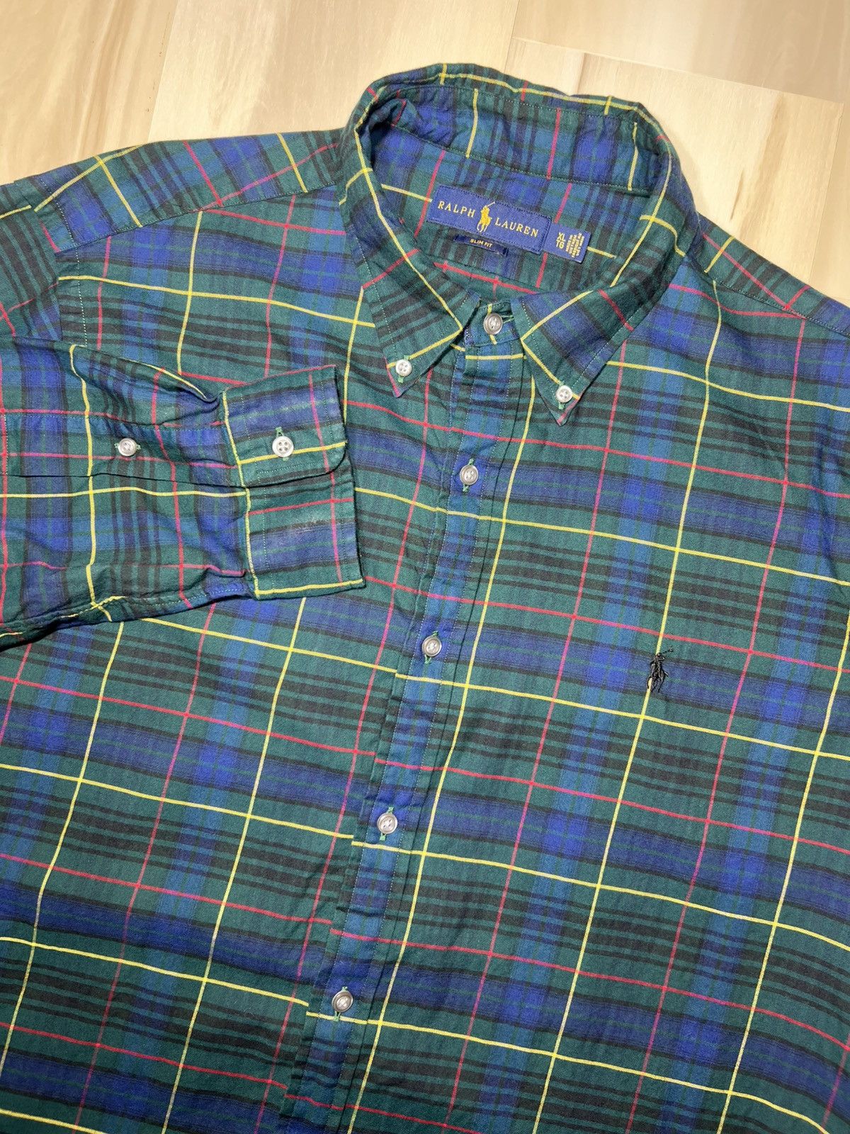 Polo Ralph Lauren Ralph Lauren Shirt Mens XL Slim Fit Madras Green Plaid Size US XL / EU 56 / 4 - 1 Thumbnail