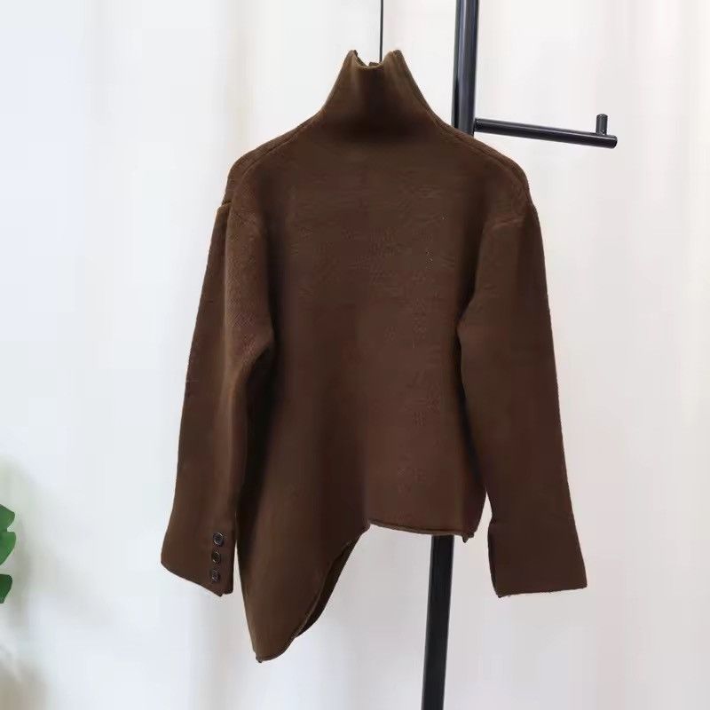 Japanese Brand Irregular Knitted Casual Retro Turtleneck Sweater Cardigan Size M / US 6-8 / IT 42-44 - 3 Thumbnail