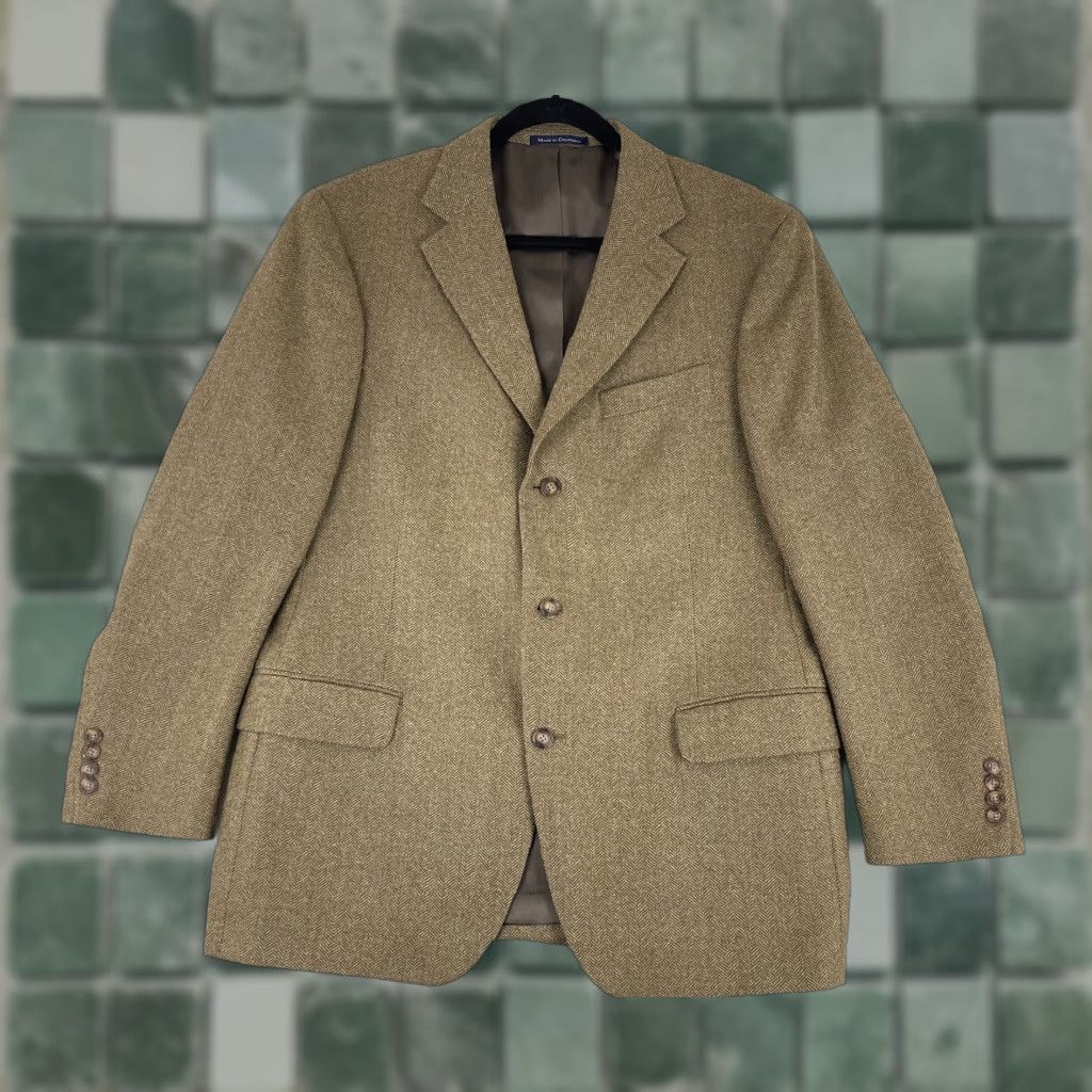 Lands' End Lands' End Blazer Jacket Mens 43 R Brown 100% Wool Tweed Long Sleeve Office Size US XL / EU 56 / 4 - 1 Thumbnail