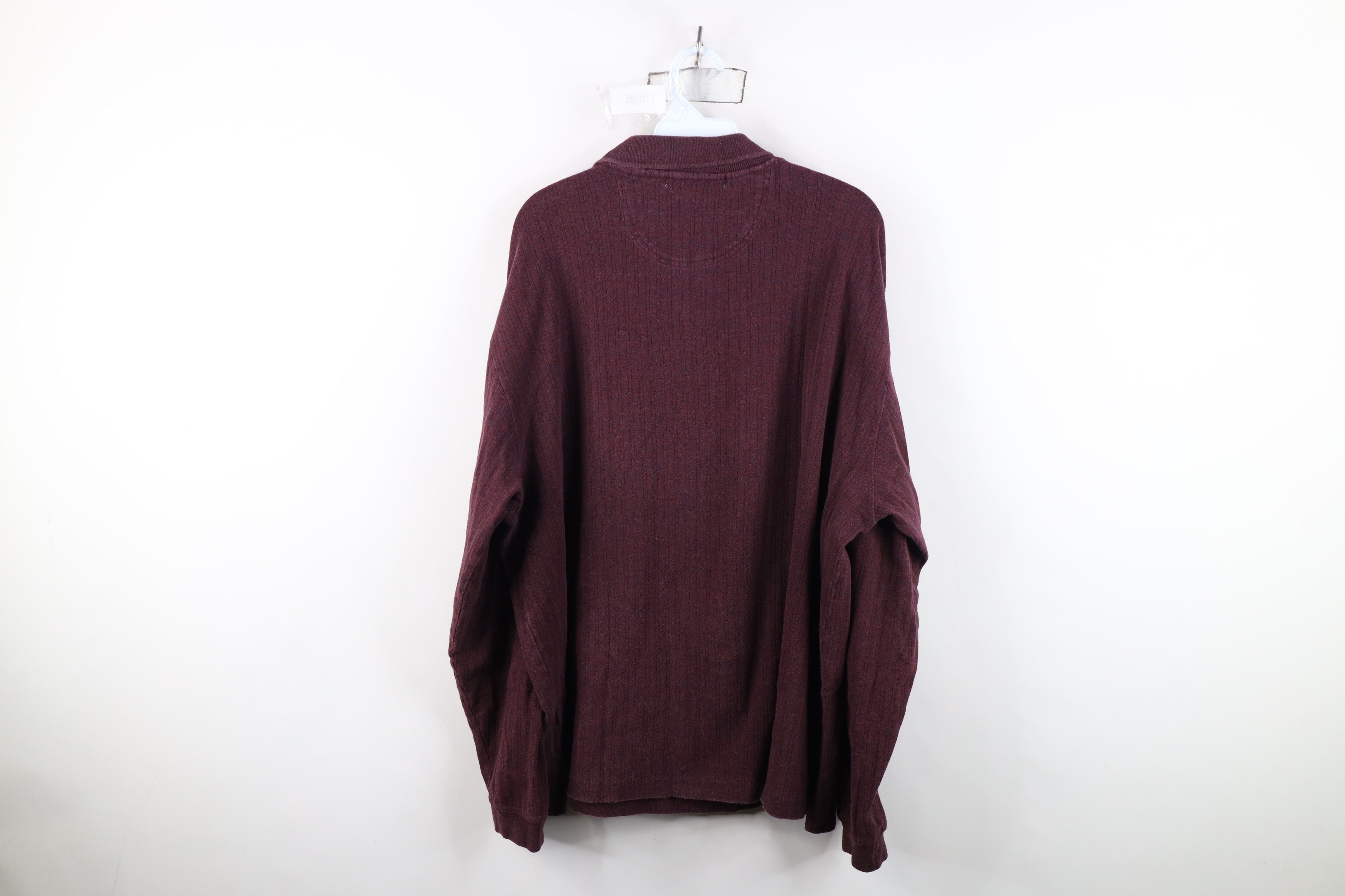 Vintage Vintage 90s Streetwear Ribbed Long Sleeve Polo Shirt Red Size US XL / EU 56 / 4 - 8 Thumbnail