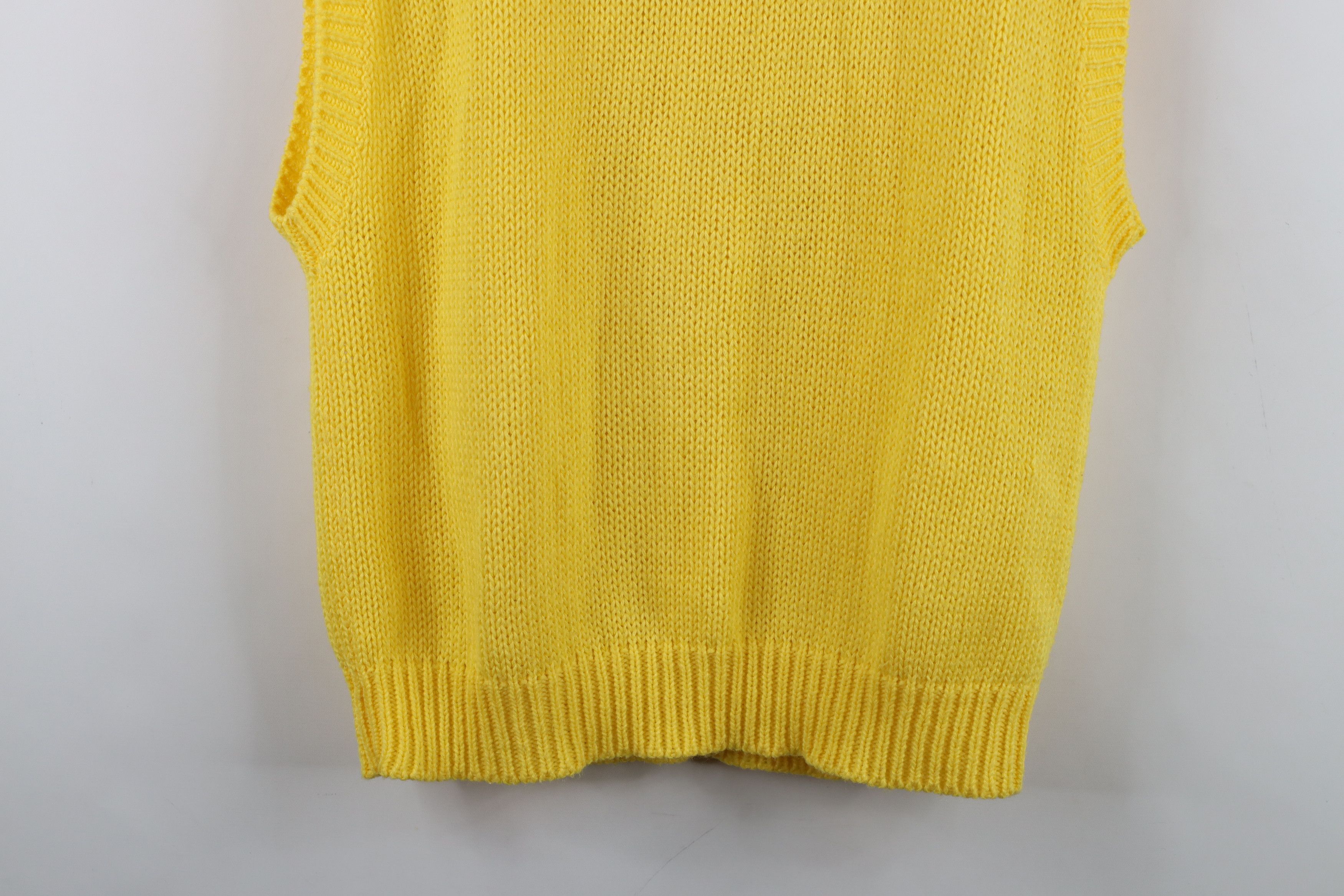 Vintage Vintage 70s Streetwear Chunky Cable Knit Sweater Vest Yellow Size XL / US 12-14 / IT 48-50 - 7 Thumbnail