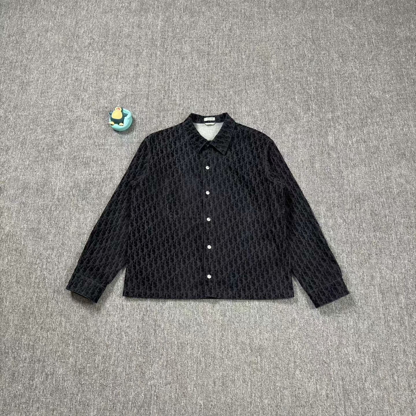 Dior Dior Navy Blue Flocked All-over Print Shirt Jacket Size US M / EU 48-50 / 2 - 1 Thumbnail