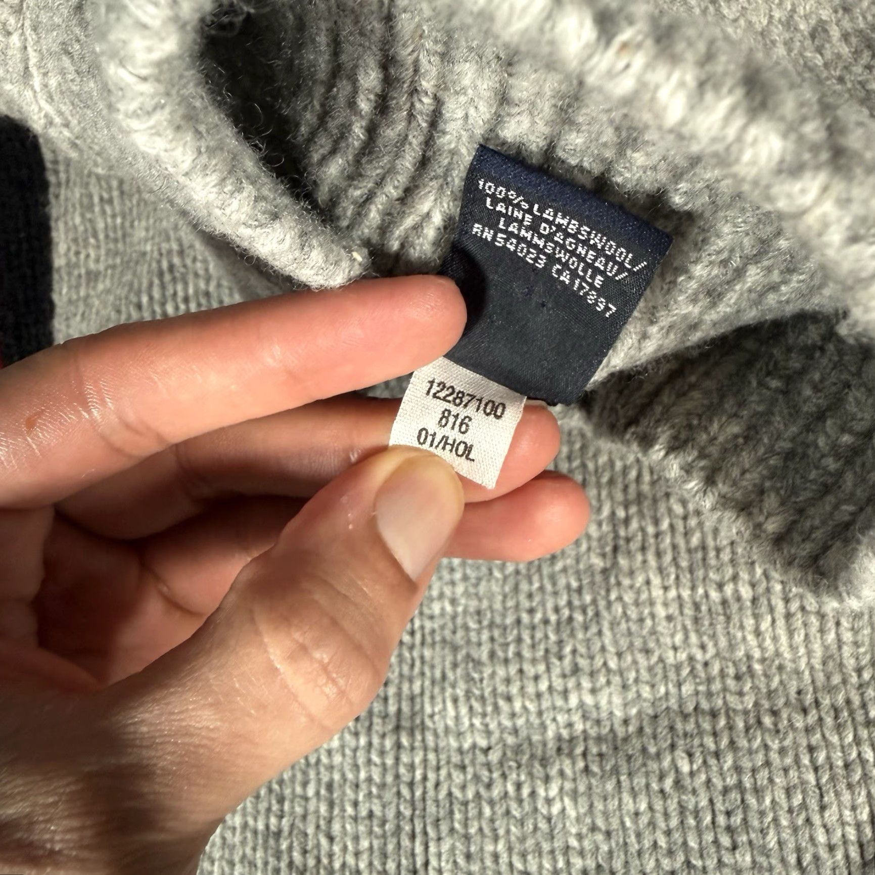 Gap VINTAGE GAP Mock Neck Henley Sweater Mens M Knit Striped Wool Gray Size US M / EU 48-50 / 2 - 5 Thumbnail