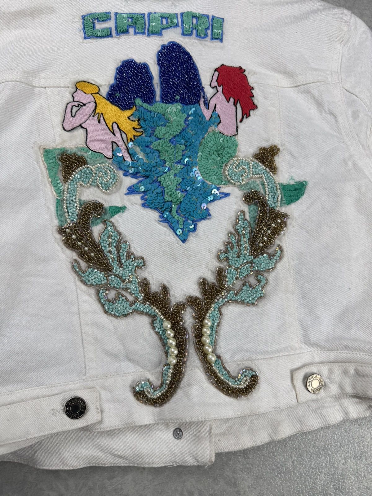 Other Antica Sartoria Capri White Denim Jacket Size XS Size XS / US 0-2 / IT 36-38 - 12 Thumbnail