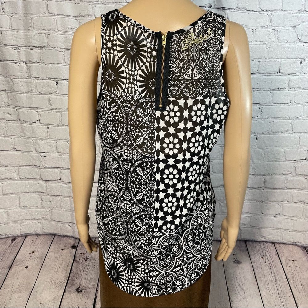 Desigual New Desigual Sleeveless Black White Embroidered Top Size M Size M / US 6-8 / IT 42-44 - 4 Thumbnail