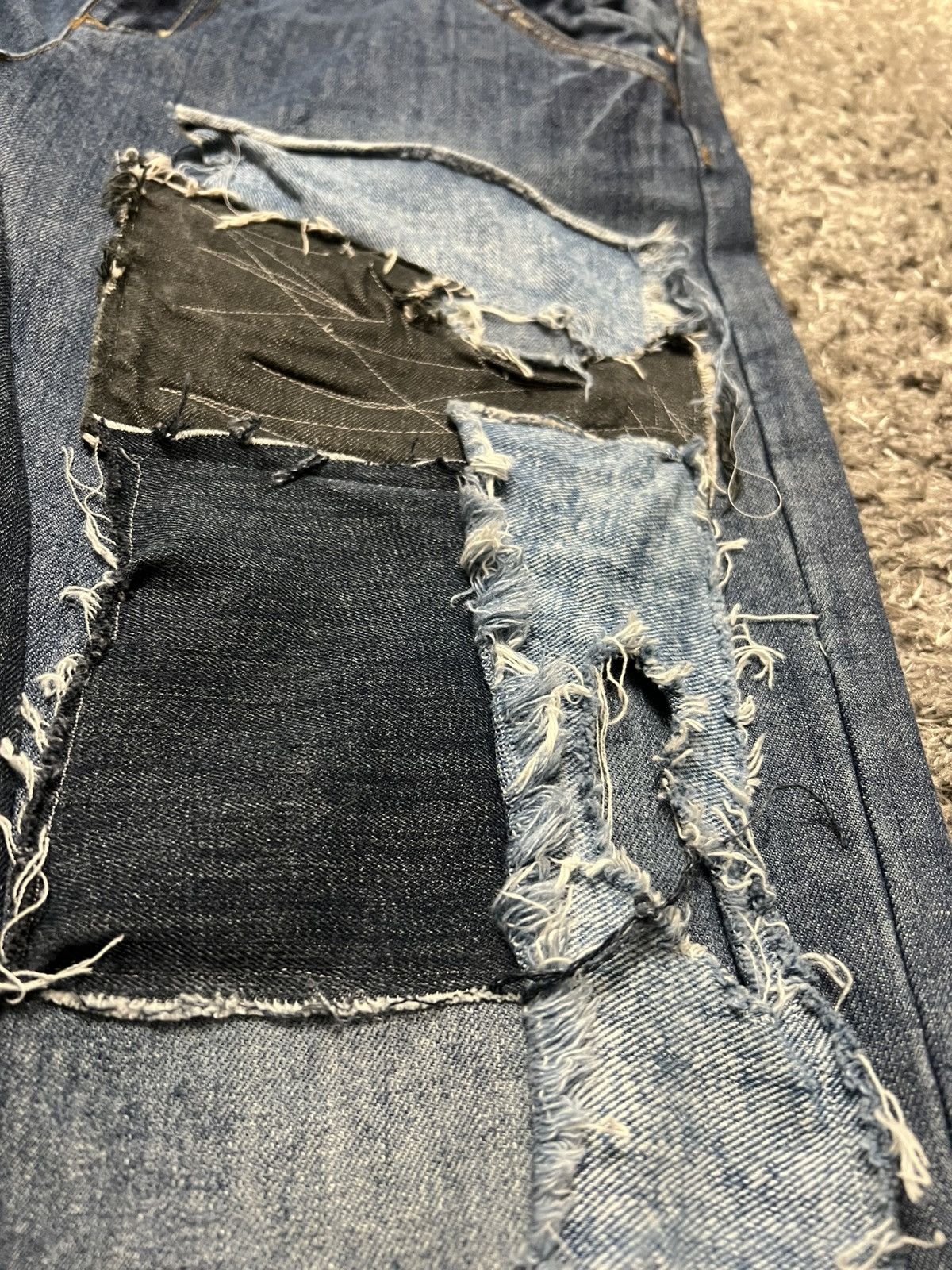 Handmade Custom 1/1 boot cut flared wide leg patchworked washed jeans Size US 32 / EU 48 - 5 Thumbnail